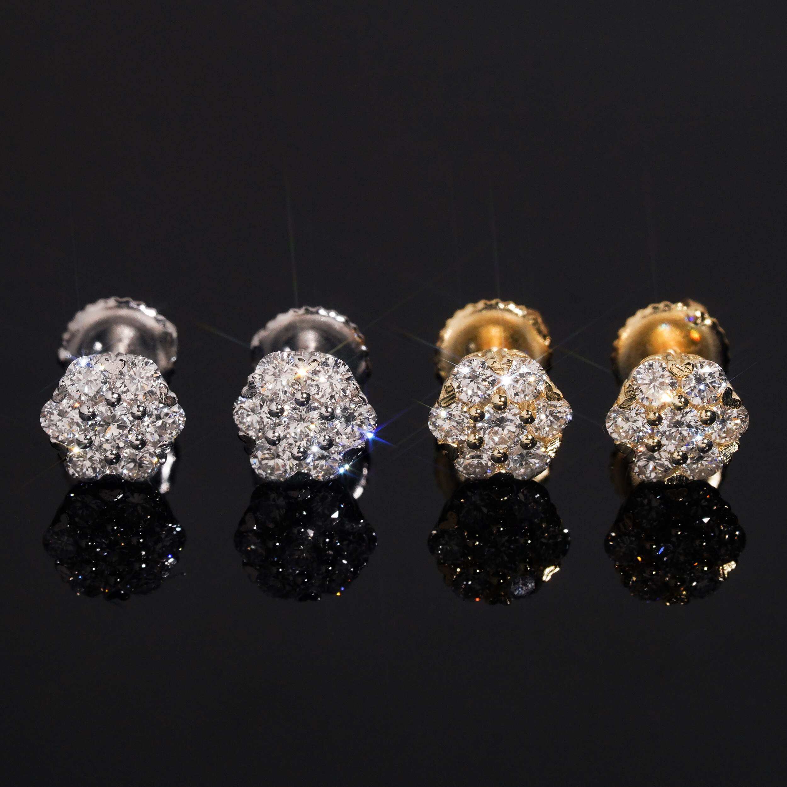 7MM Cluster VVS Lab Grown Diamond Cluster Studs Sterling Silver 925