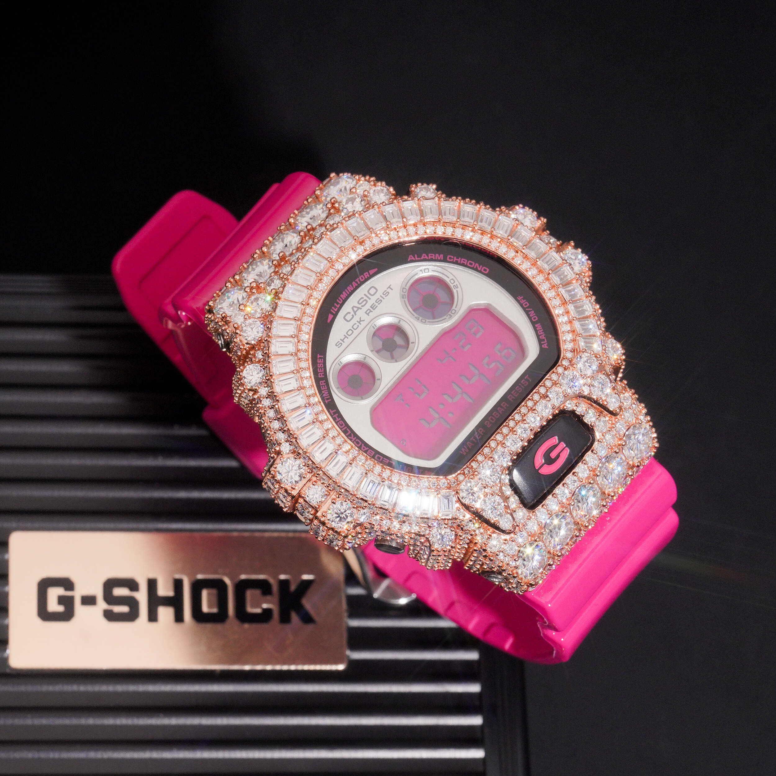 VVS Moissanite Diamond DW6900 G Shock Watch Rose Gold