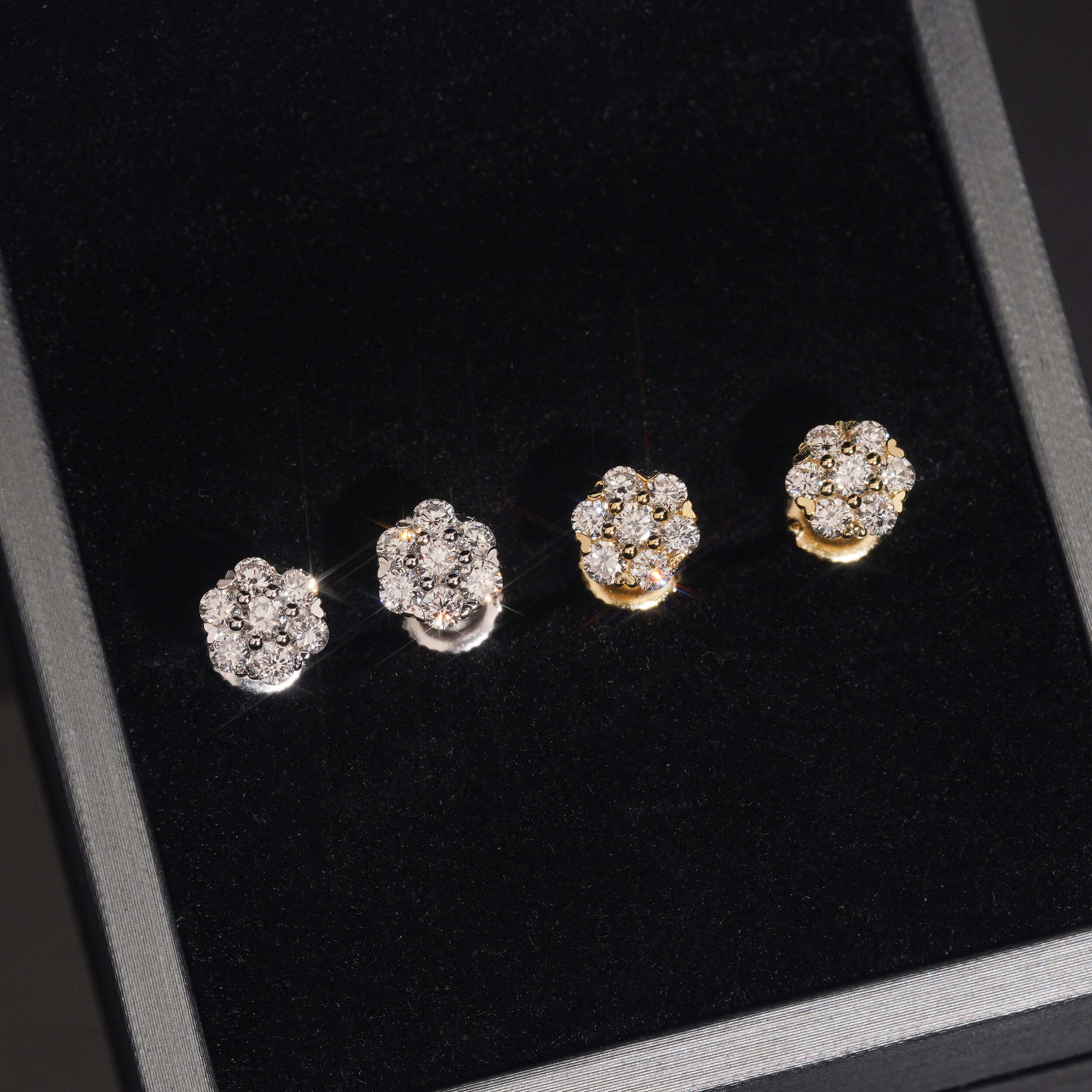 7MM Cluster VVS Lab Grown Diamond Cluster Studs Sterling Silver 925
