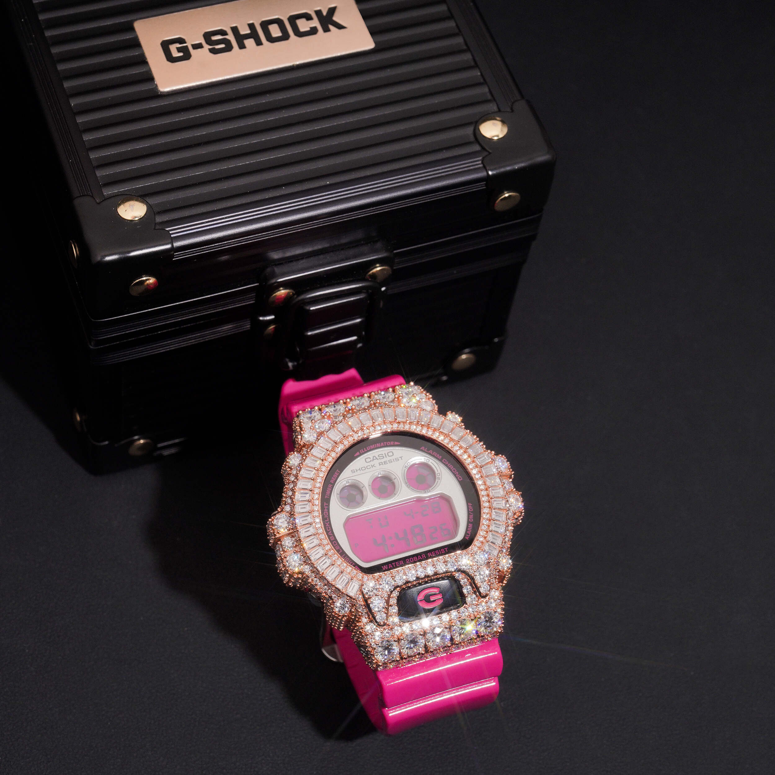 VVS Moissanite Diamond DW6900 G Shock Watch Rose Gold