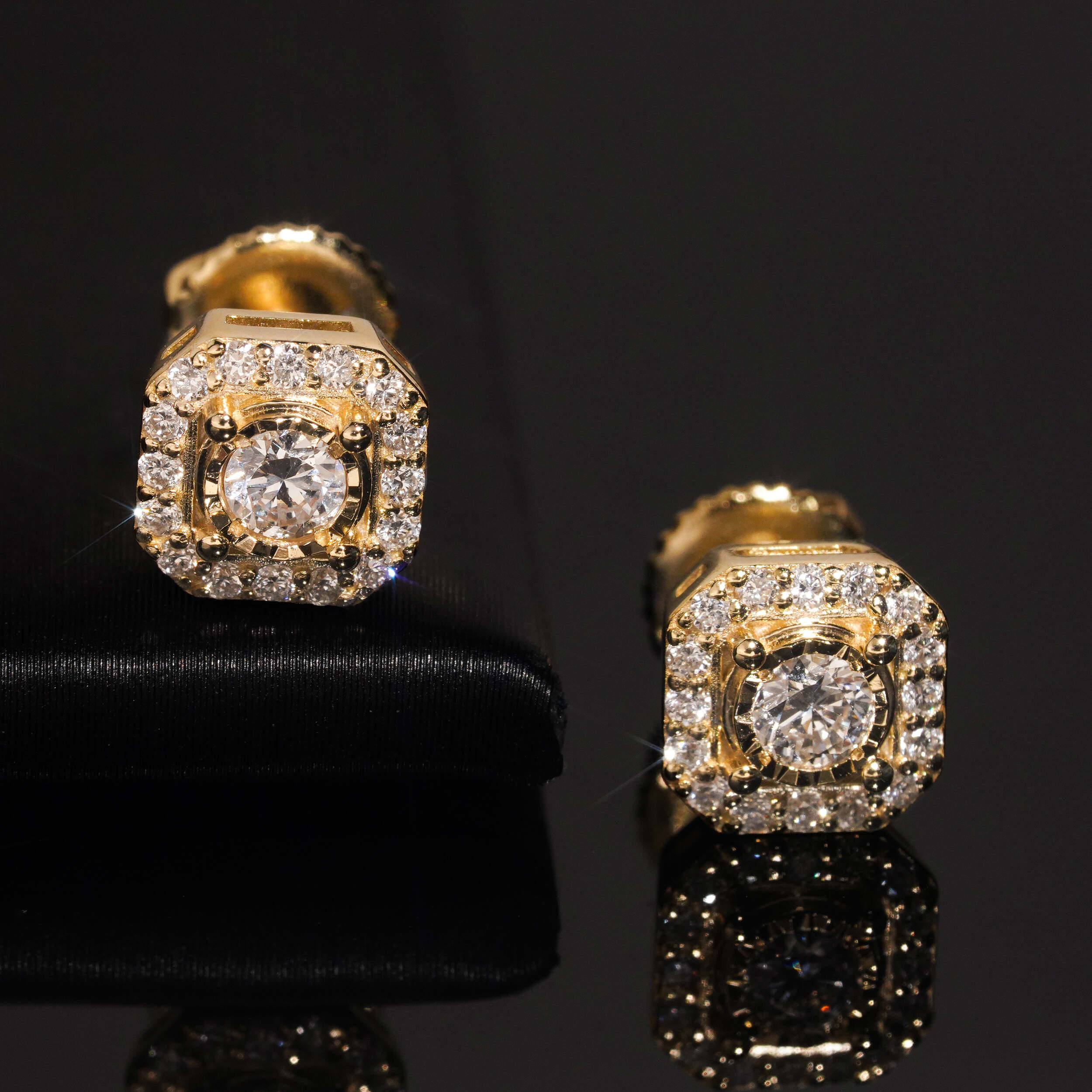 Iced Out Sterling Silver Screw Back VVS Lab Grown Diamond Stud Earrings