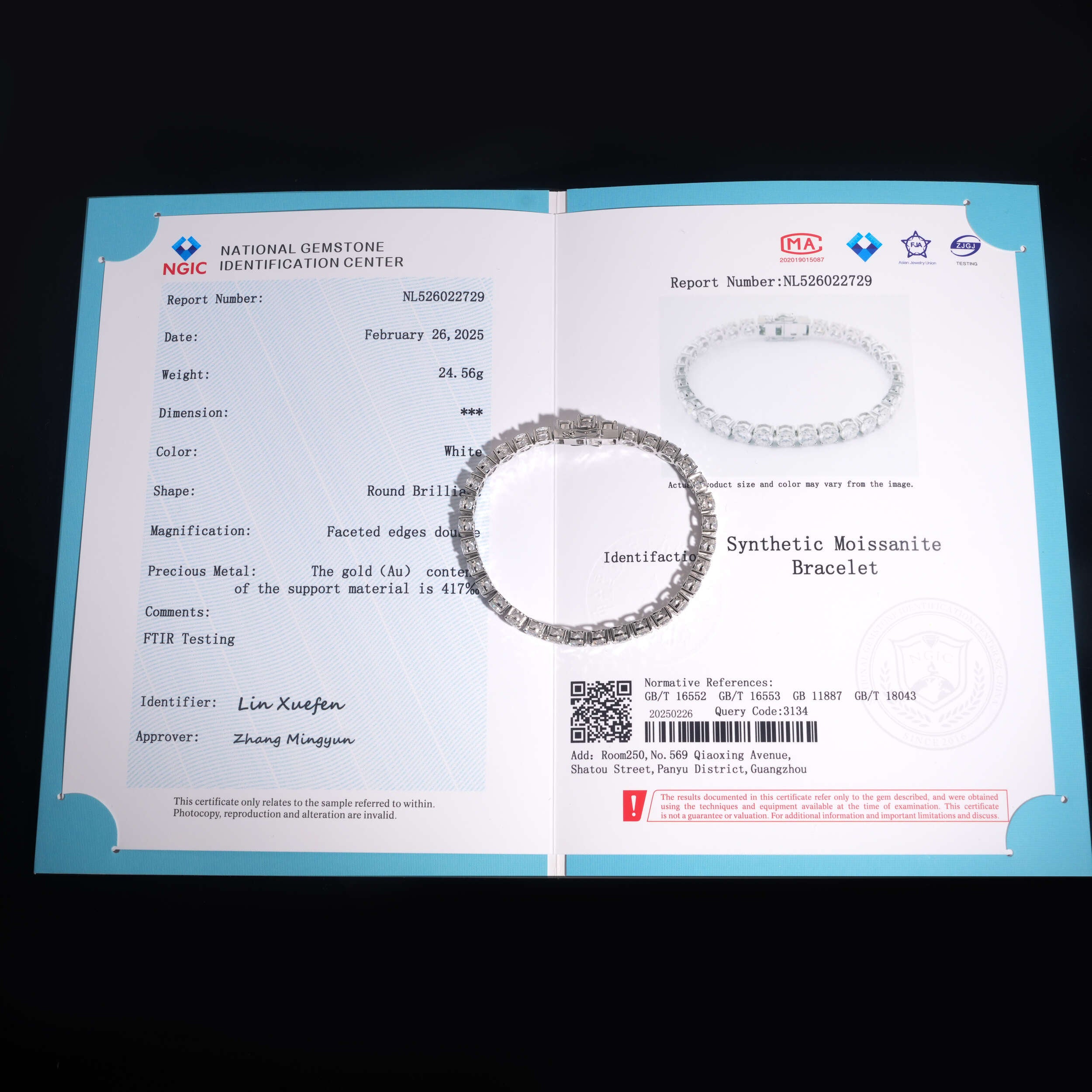 10K Solid White Gold 6MM VVS Moissanite Tennis Bracelet With GRA Report