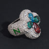 Iced Out Men Jewelry Custom Initial Clover Ring With Color Moissanite