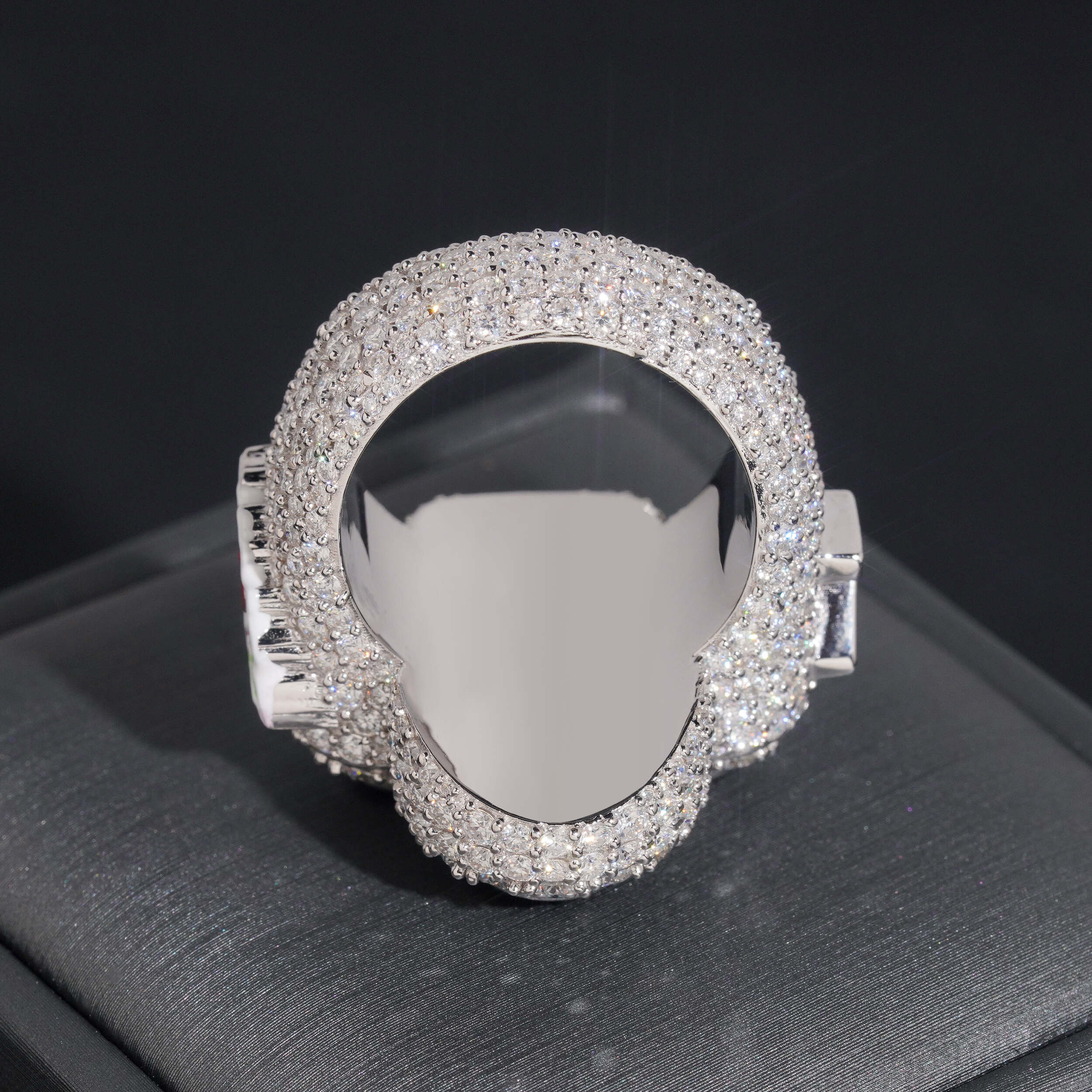 Iced Out Men Jewelry Custom Initial Clover Ring With Color Moissanite