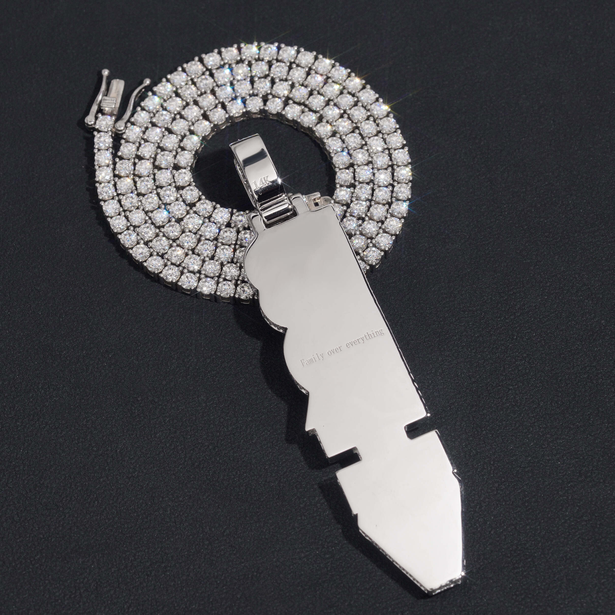 Letter Initial Jewelry Iced Out Vertical Name Pendant