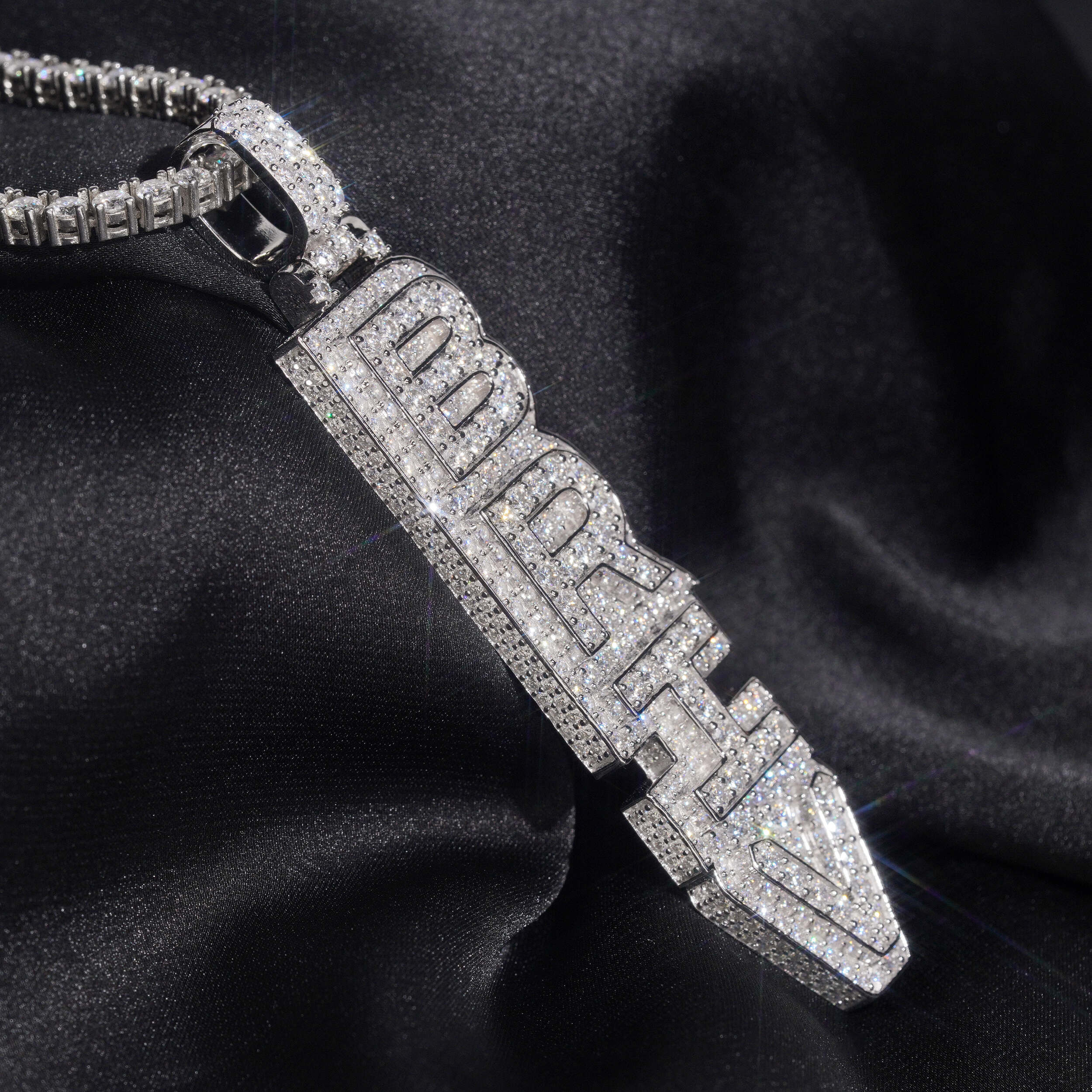 Letter Initial Jewelry Iced Out Vertical Name Pendant