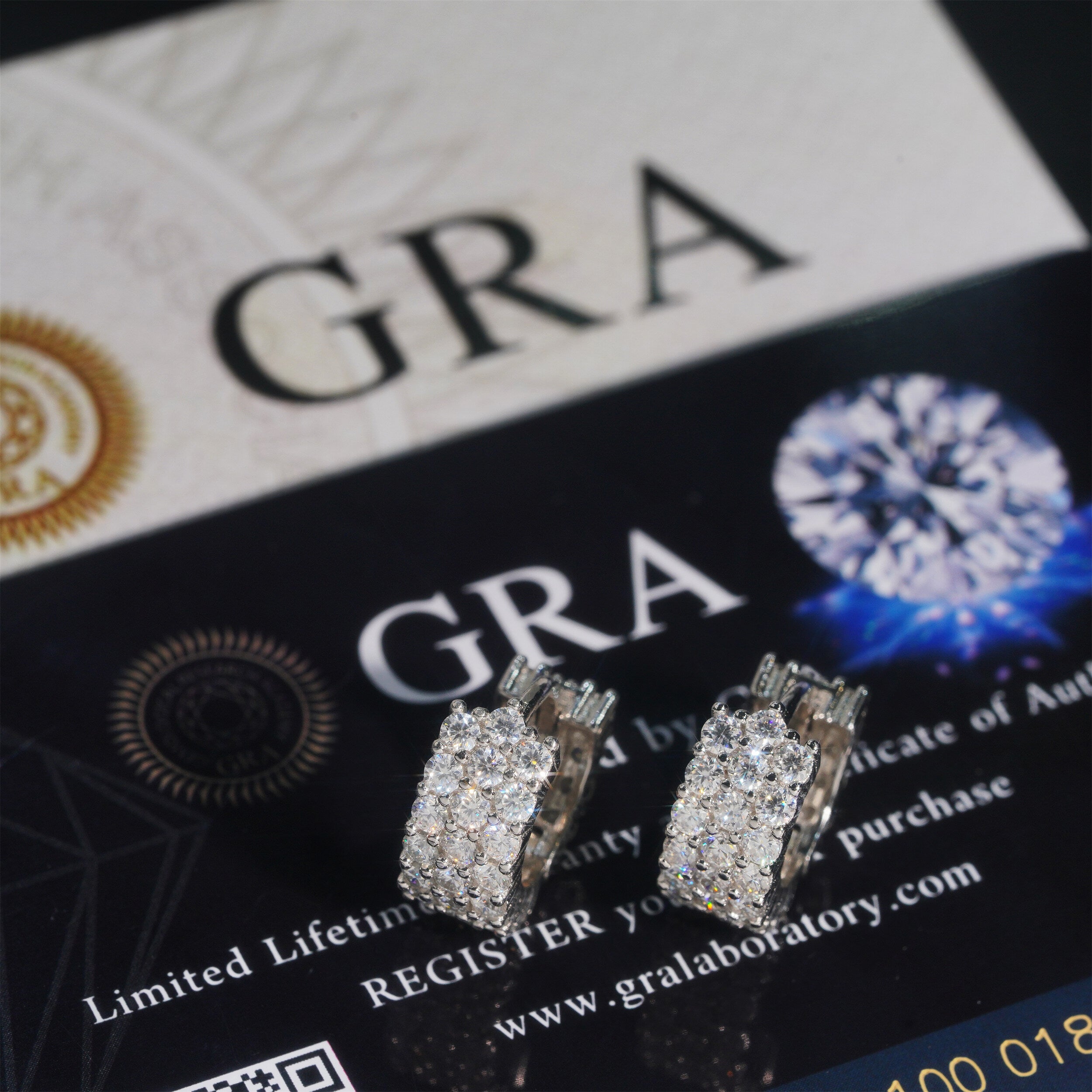 VVS Diamond Iced Out Moissanite Hoop Earrings Sterling Silver White Gold