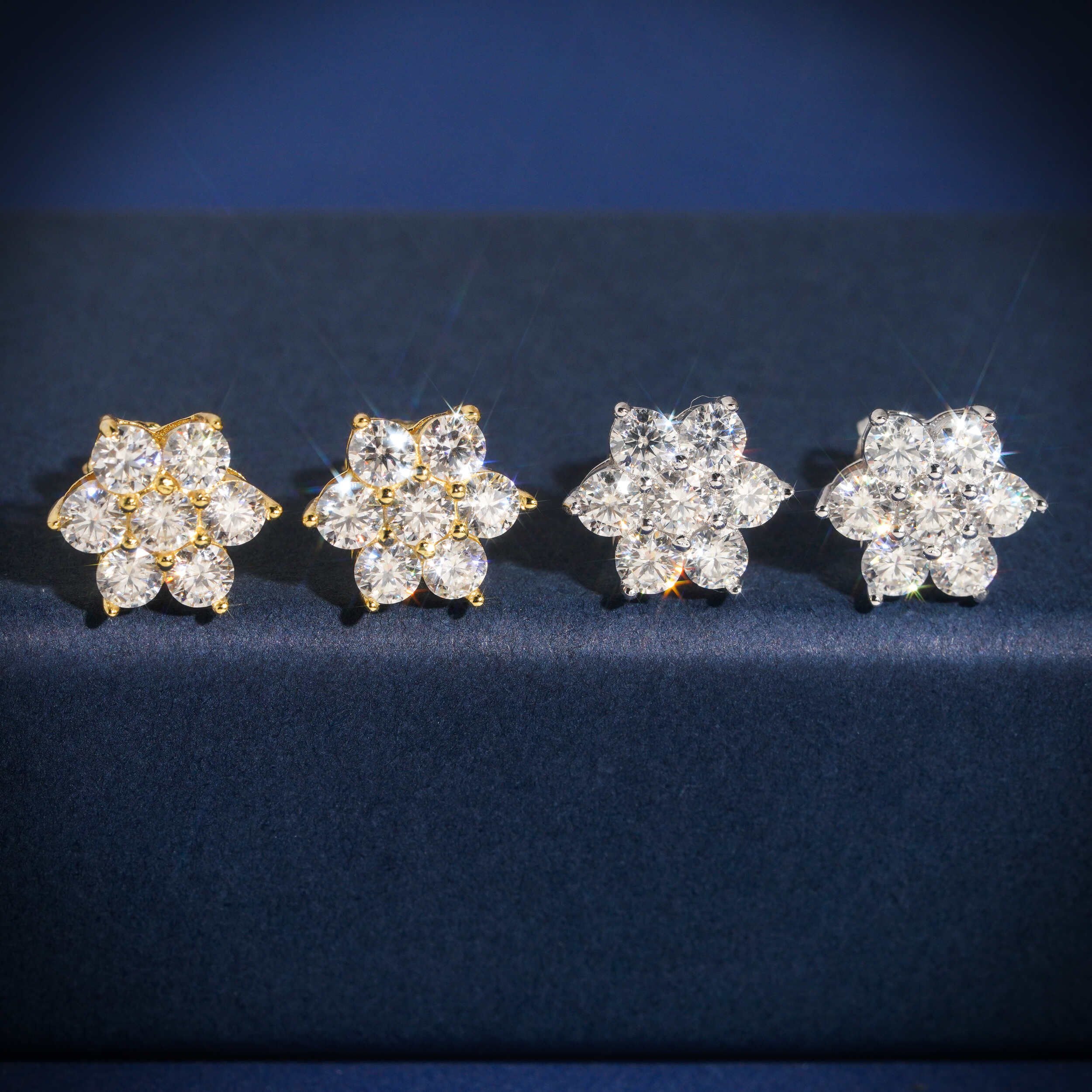12MM Cluster Stud Earrings Moissanite Diamond For Men Screw Back