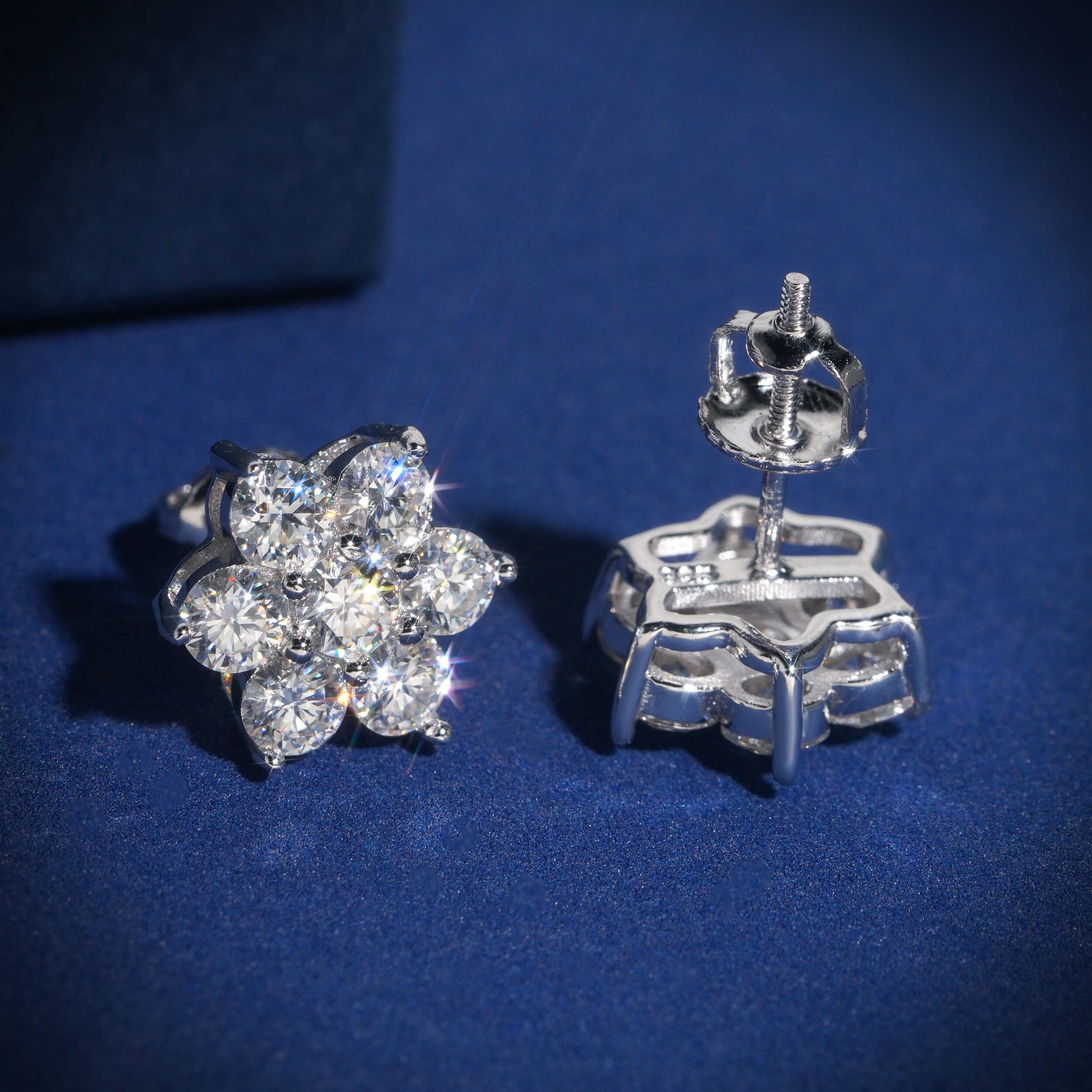 12MM Cluster Stud Earrings Moissanite Diamond For Men Screw Back