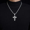 Solid Silver Jesu Cross Moissanite Pendant Match 4MM Tennis Chain
