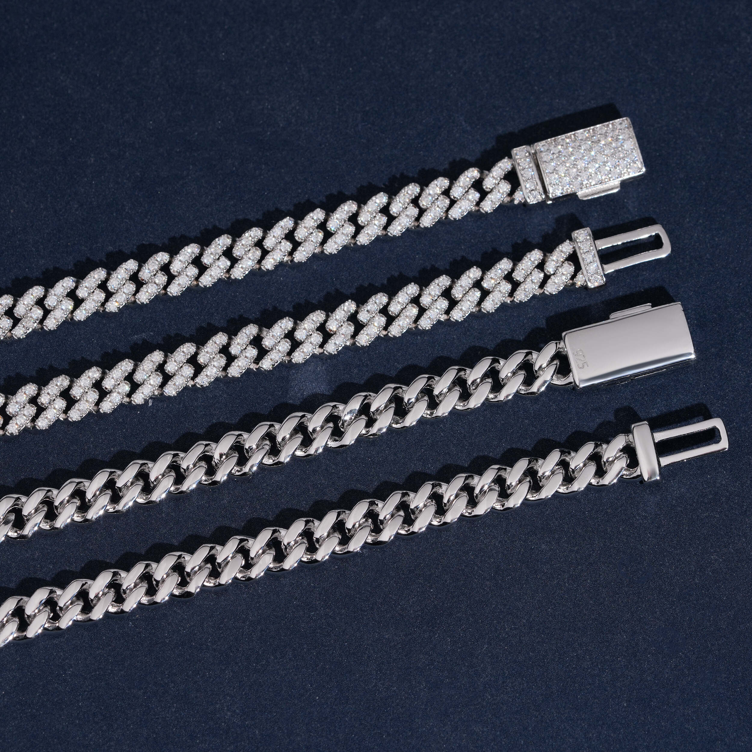 6MM Sterling Silver Lab Grown Diamond Cuban Chain Necklace