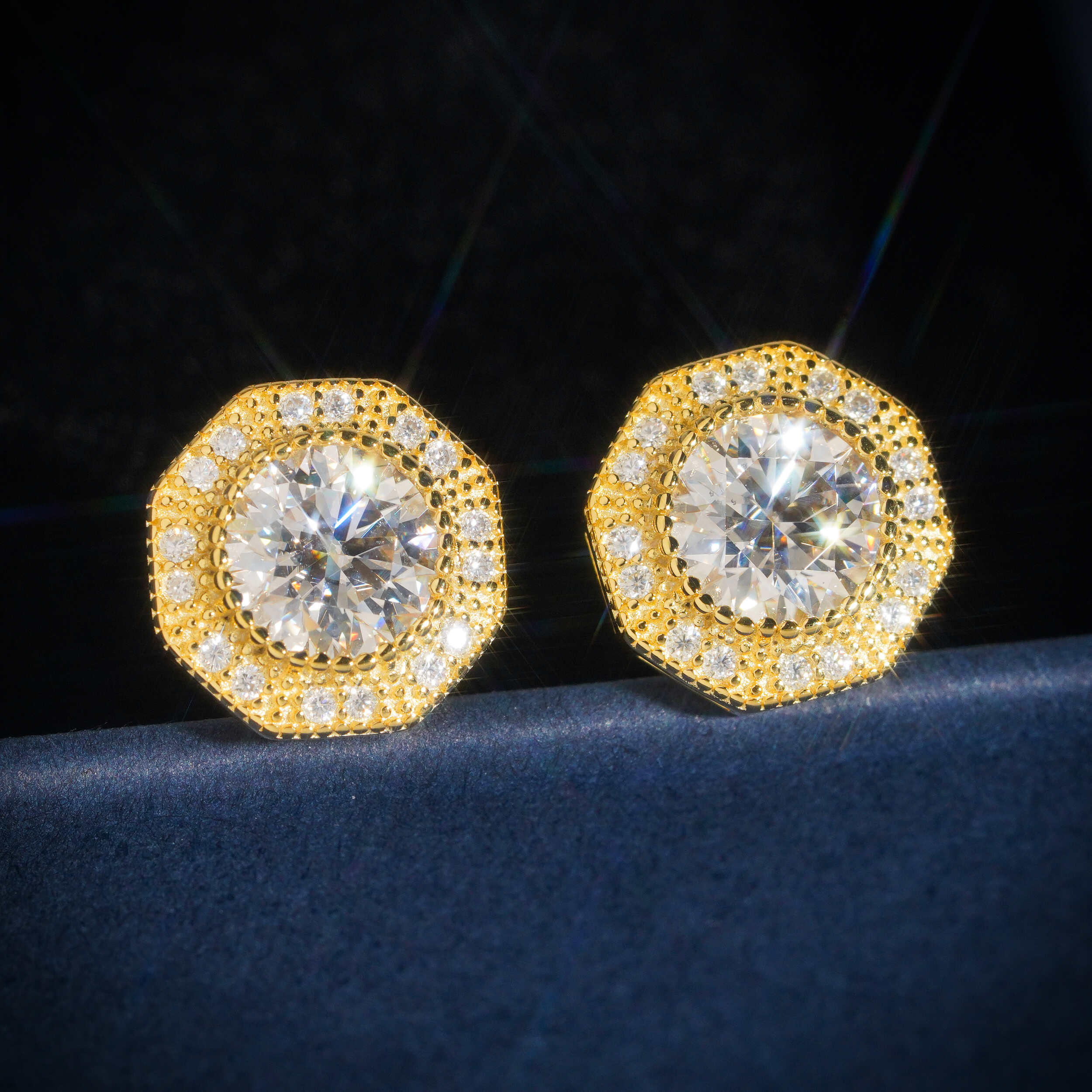 Moissanite Diamond Stud Earrings Screw Back GRA Report 925 Silver