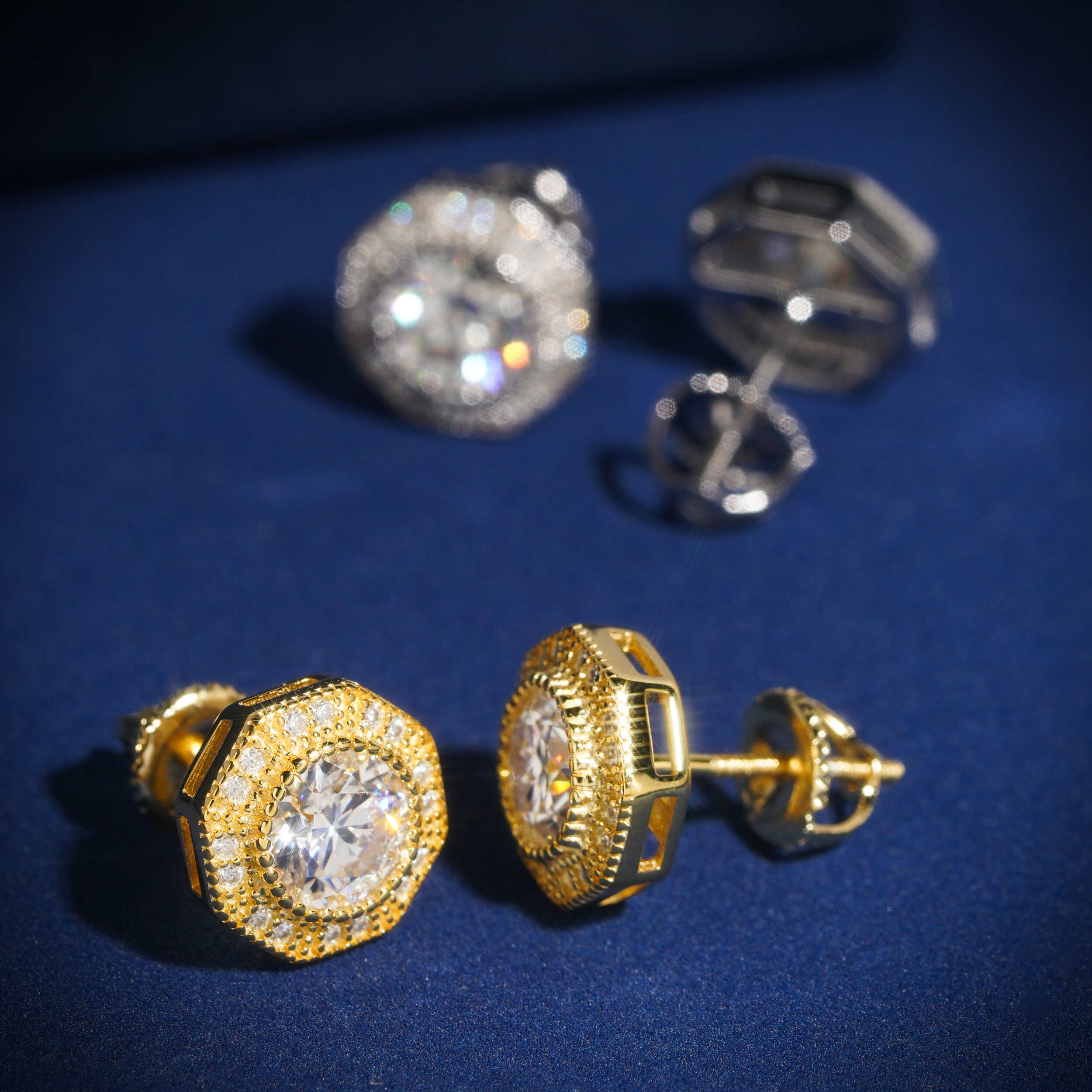 Moissanite Diamond Stud Earrings Screw Back GRA Report 925 Silver