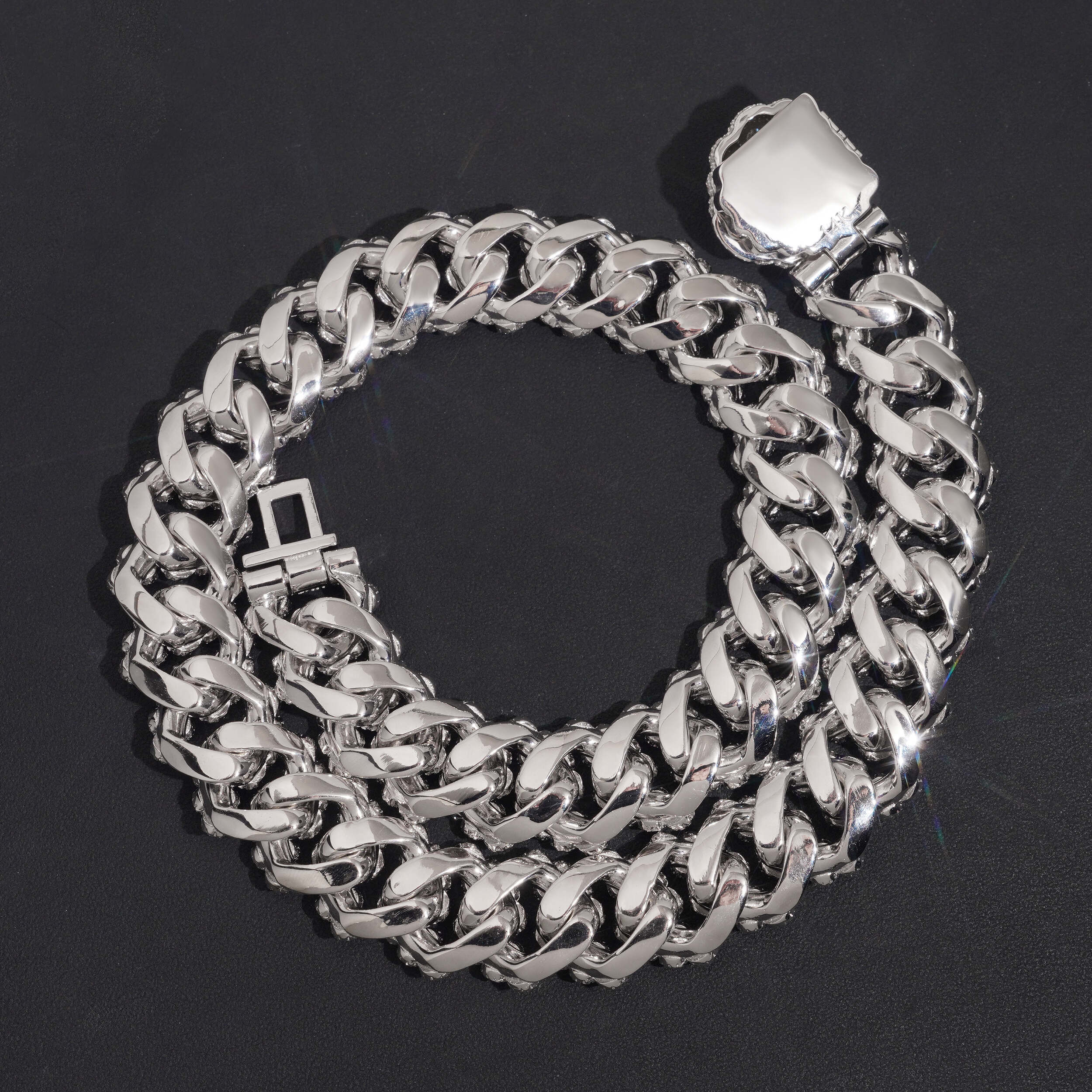 20MM Bezel Setting Cluster Cuban Chain Necklace VVS Moissanite Diamond Hip Hop Jewelry