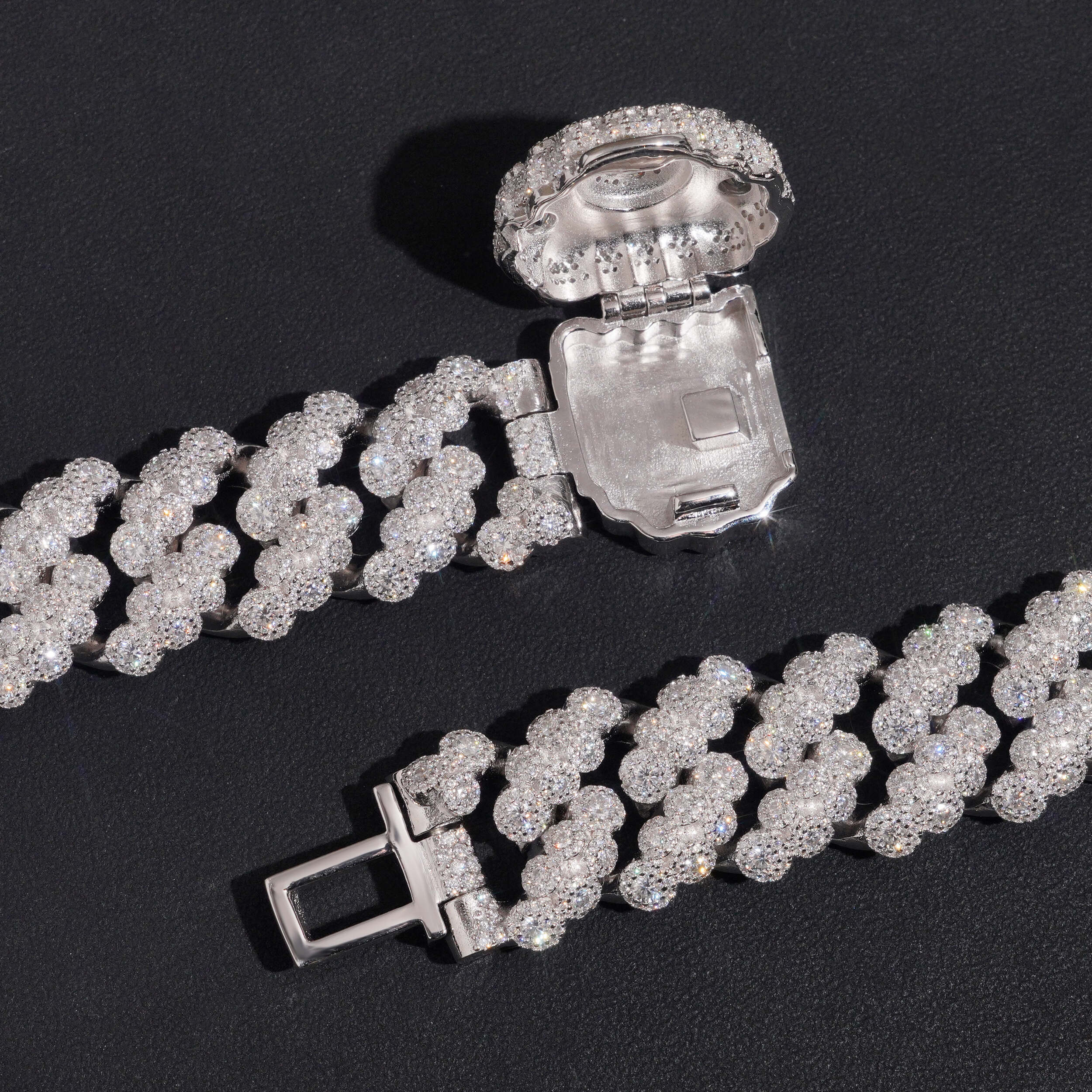 20MM Bezel Setting Cluster Cuban Chain Necklace VVS Moissanite Diamond Hip Hop Jewelry