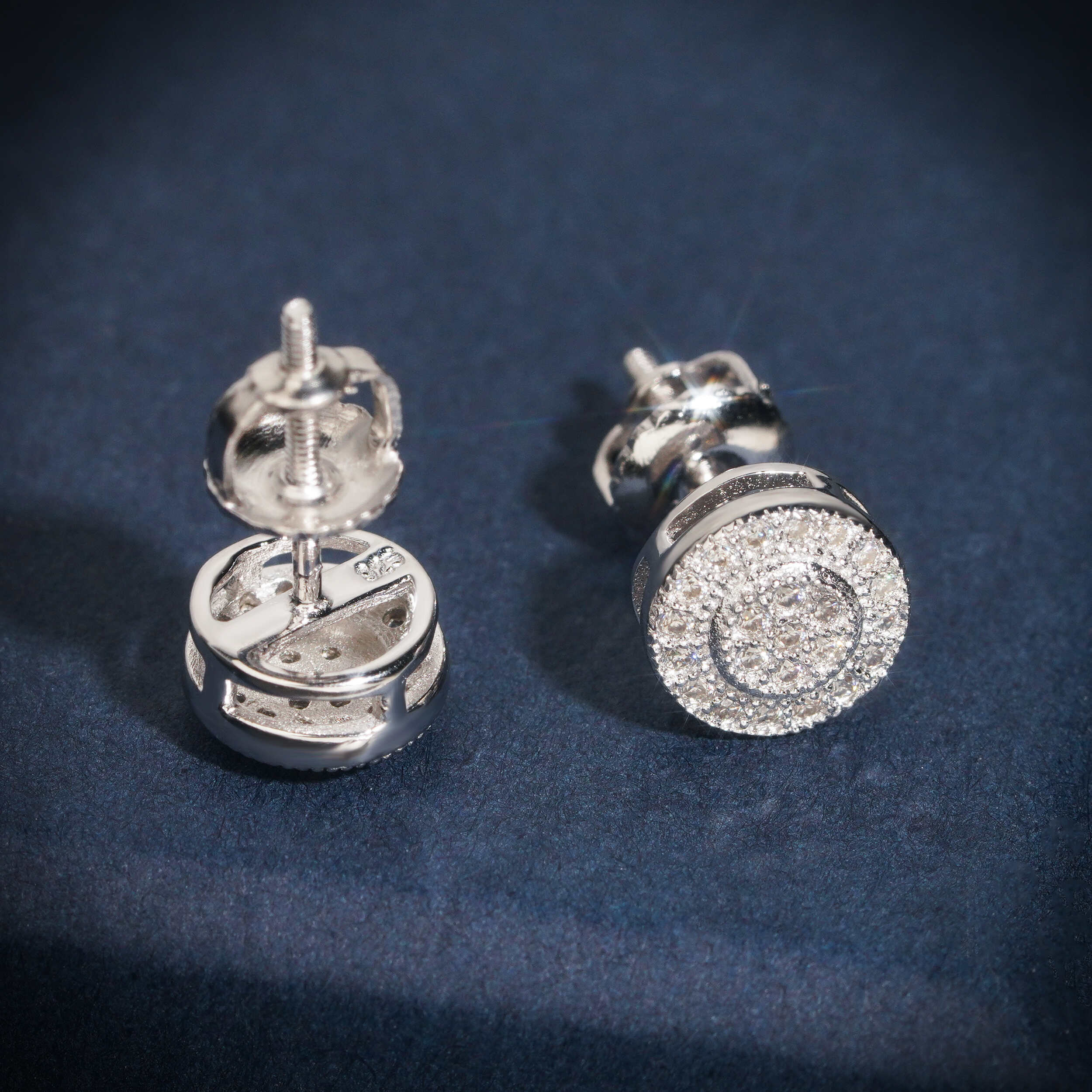 Brincos de disco redondo hip hop congelados VVS Moissanite