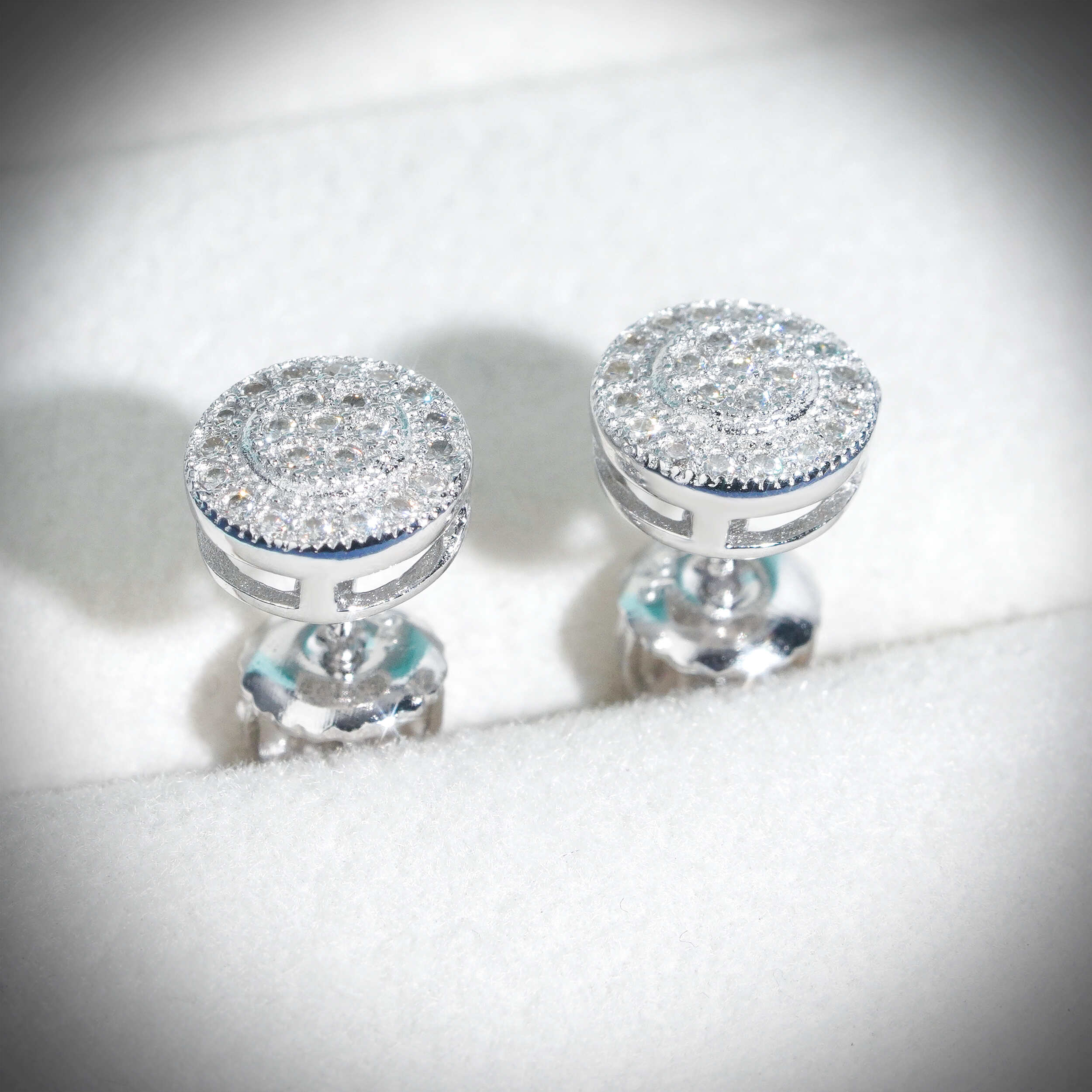 Brincos de disco redondo hip hop congelados VVS Moissanite