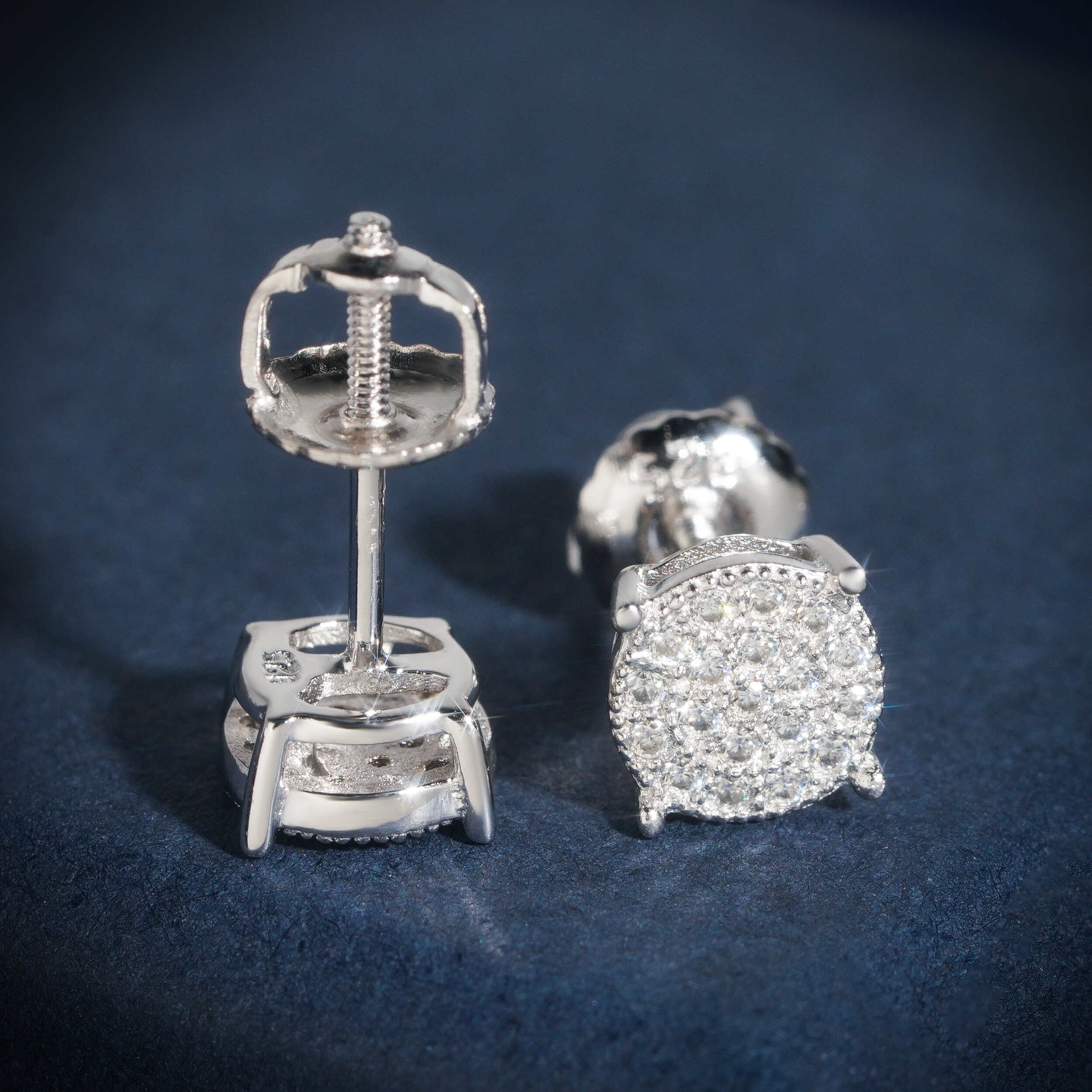 14k Gold Plated Moissanite Iced Earrings Hip Hop Style Screw Back