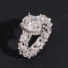 Luxury Pear Cut Moissanite Diamond Ring Women