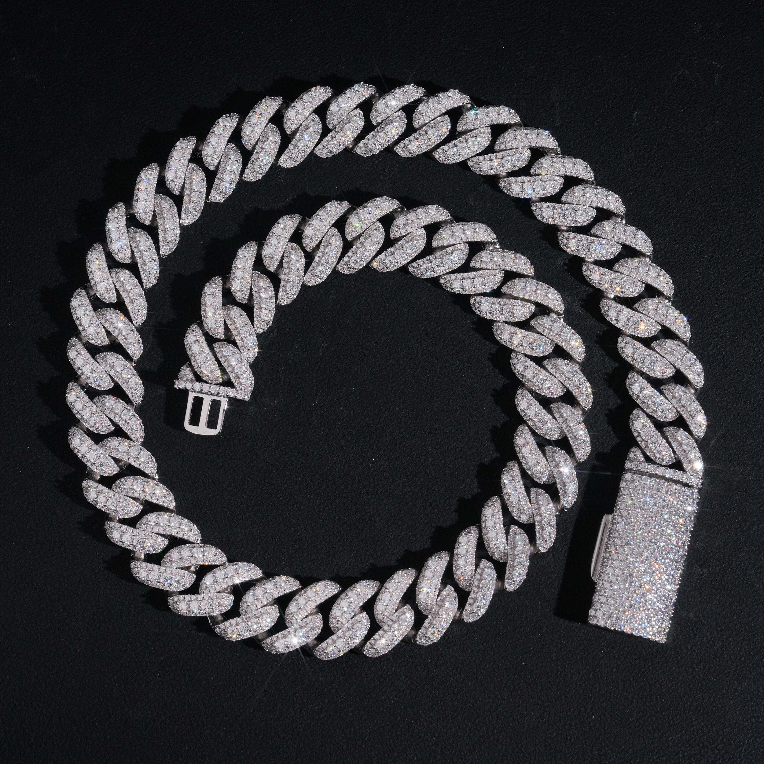 VVS Cz 15MM Raised Stone Cuban Link Chain Necklace