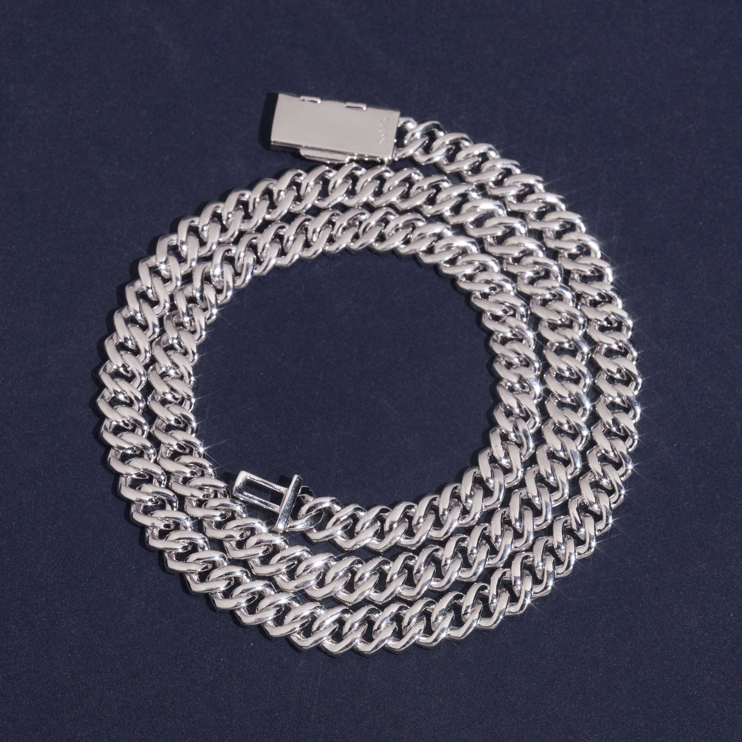 8MM Sterling Silver Lab Grown Diamond Cuban Link Necklace