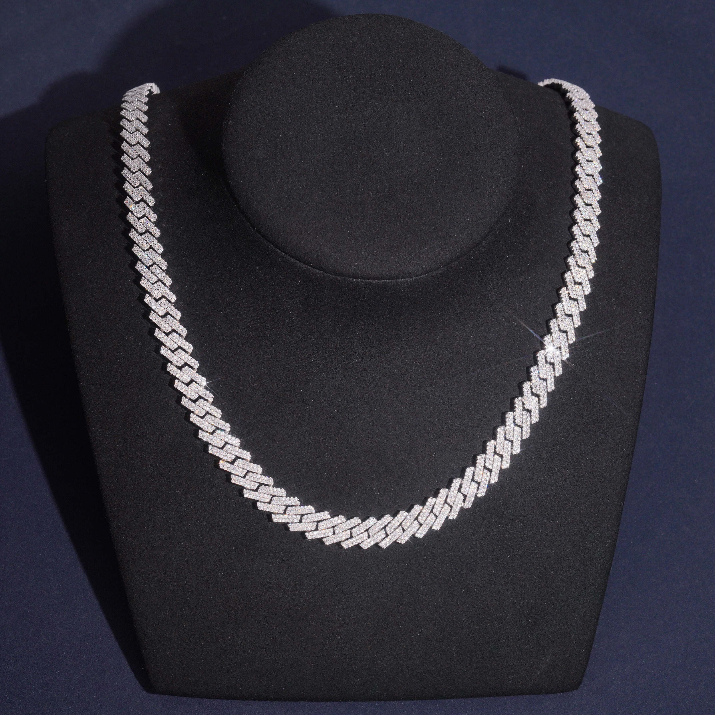 Silver Cuban Chain Necklace 10MM Lab Grown Diamond