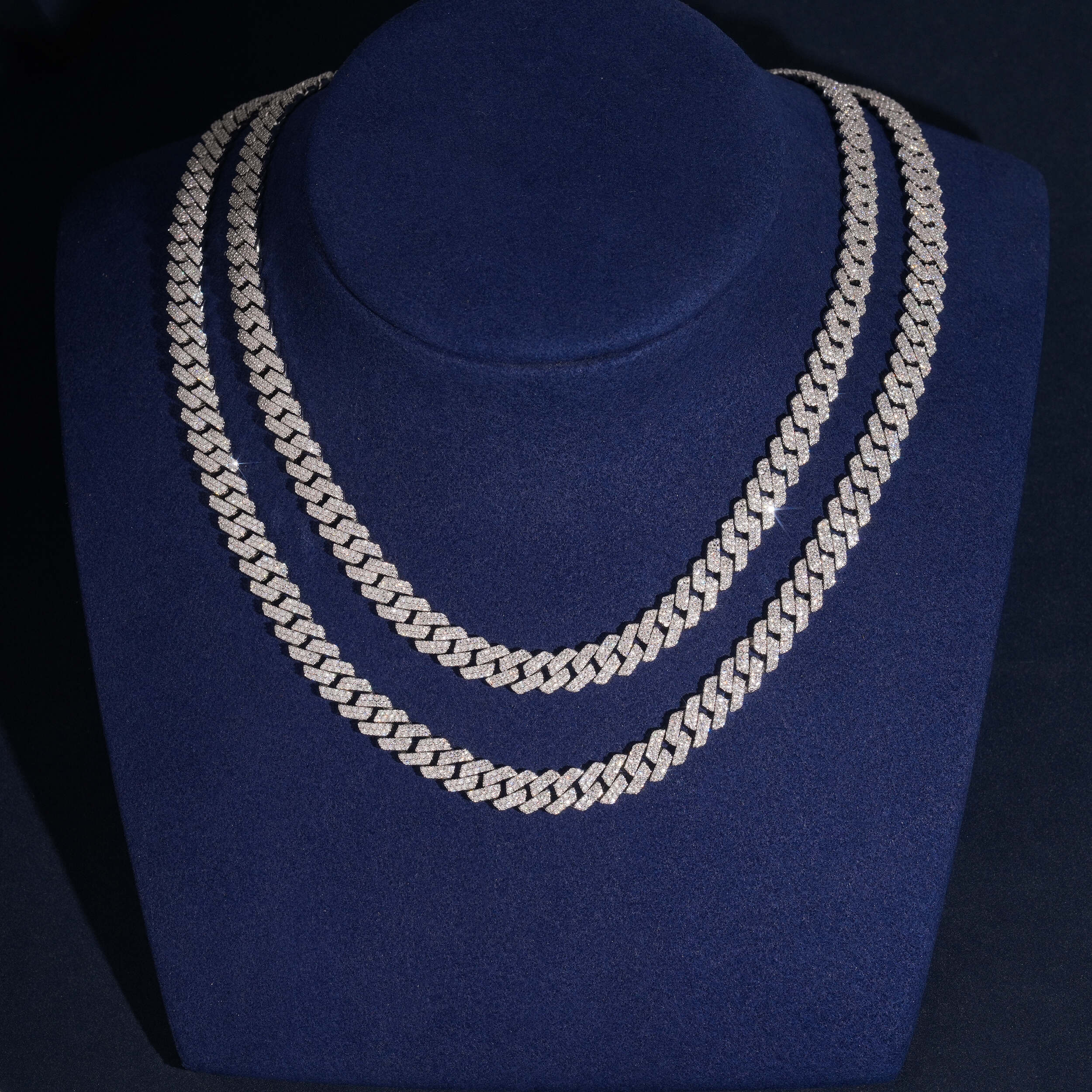 Sterling Silver 8MM Moissanite Diamond Cuban Chain Necklace