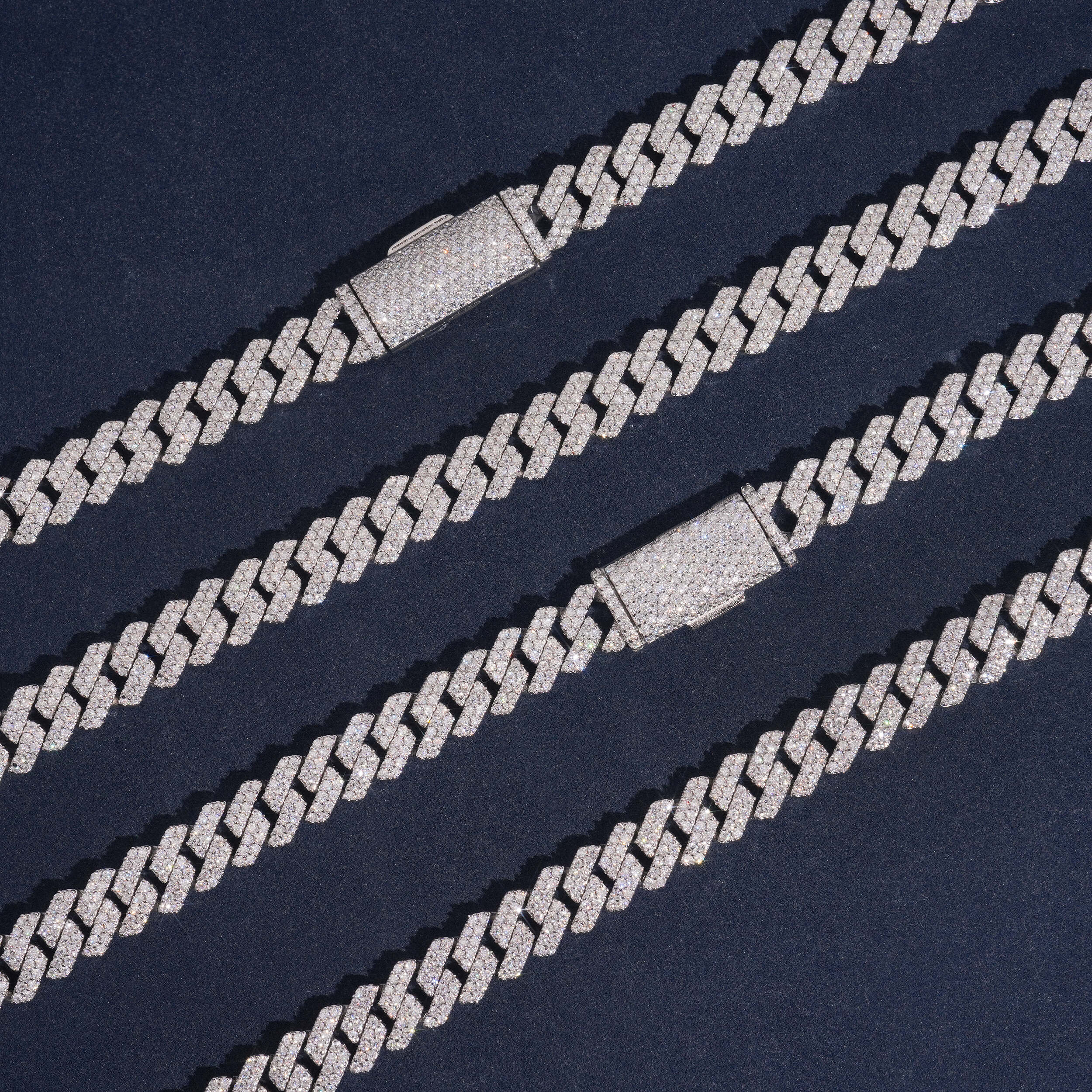 Sterling Silver 8MM Moissanite Diamond Cuban Chain Necklace