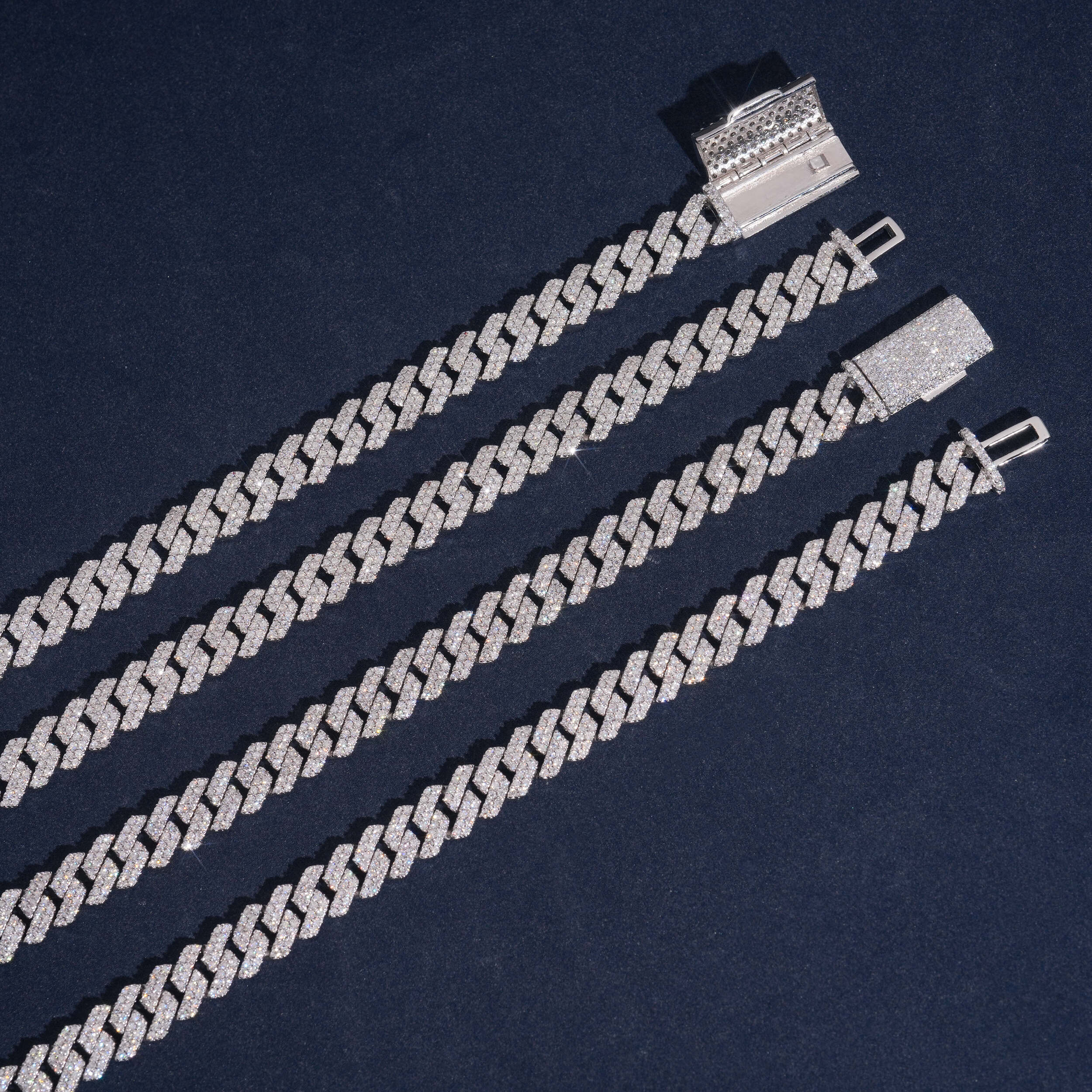 Sterling Silver 8MM Moissanite Diamond Cuban Chain Necklace