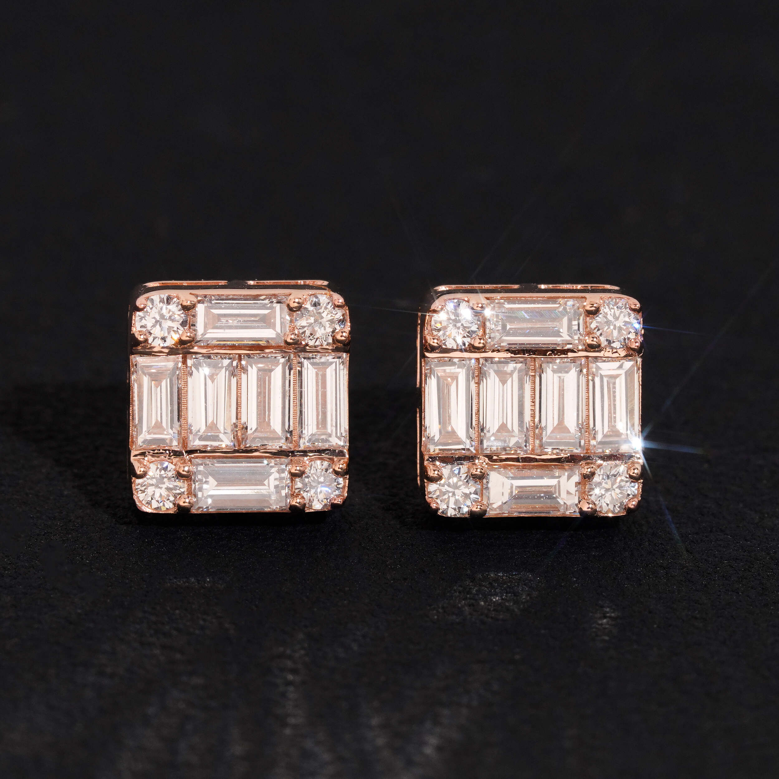 14K Rose Gold VVS1 Lab Grown Diamond Stud Earrings 10MM Width