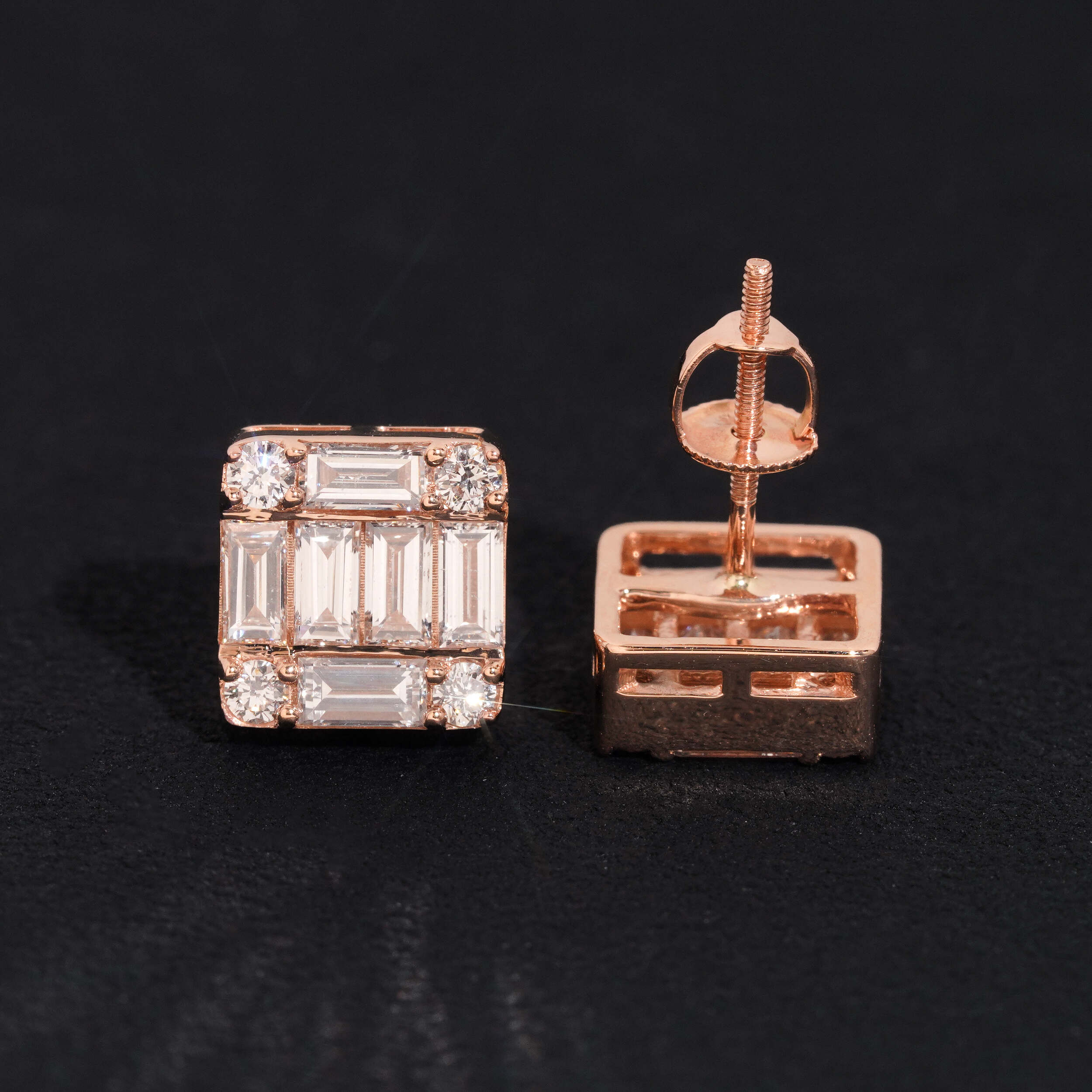 14K Rose Gold VVS1 Lab Grown Diamond Stud Earrings 10MM Width