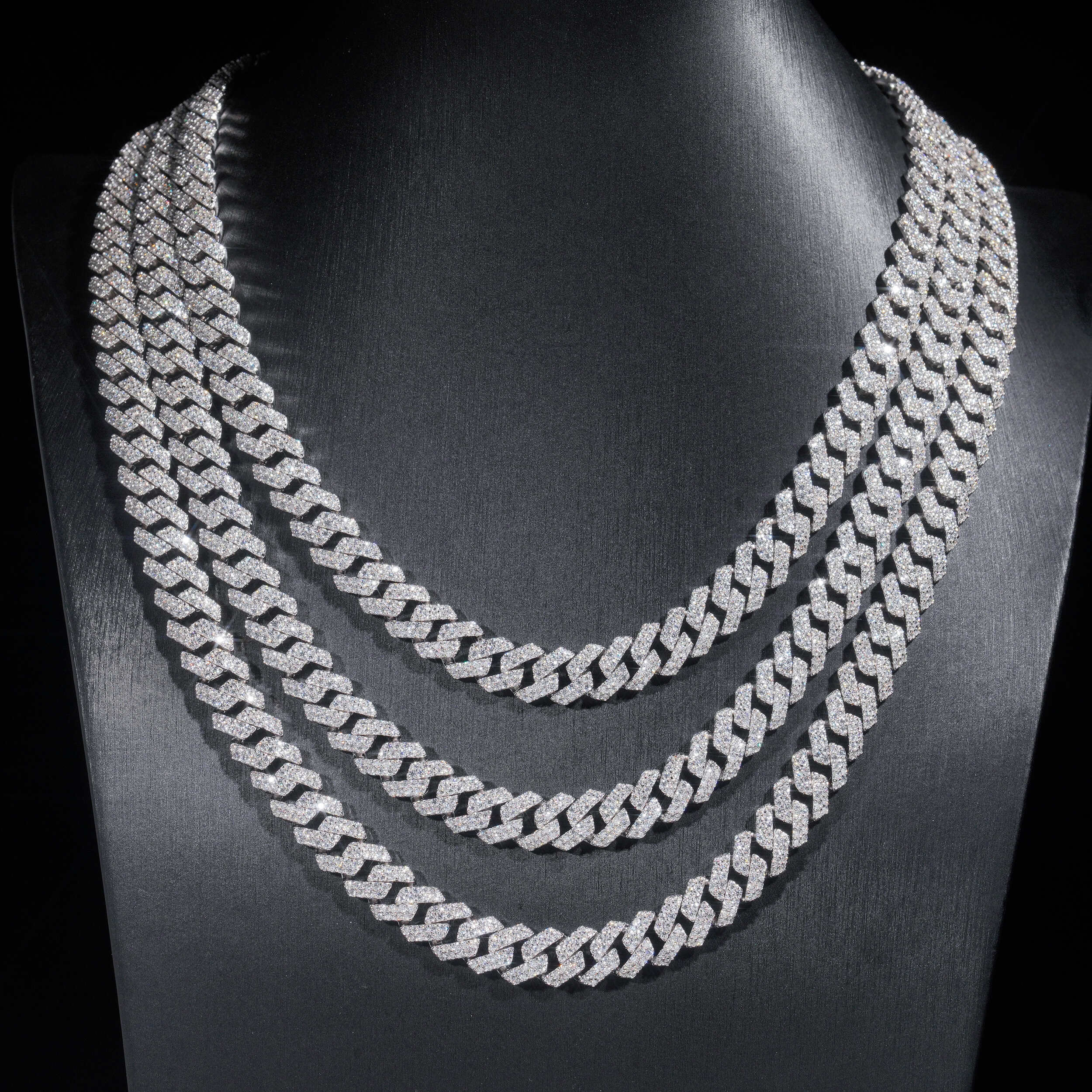 Iced Out Sterling Silver VVS Lab Grown Diamond Cuban Chain Necklace 10MM