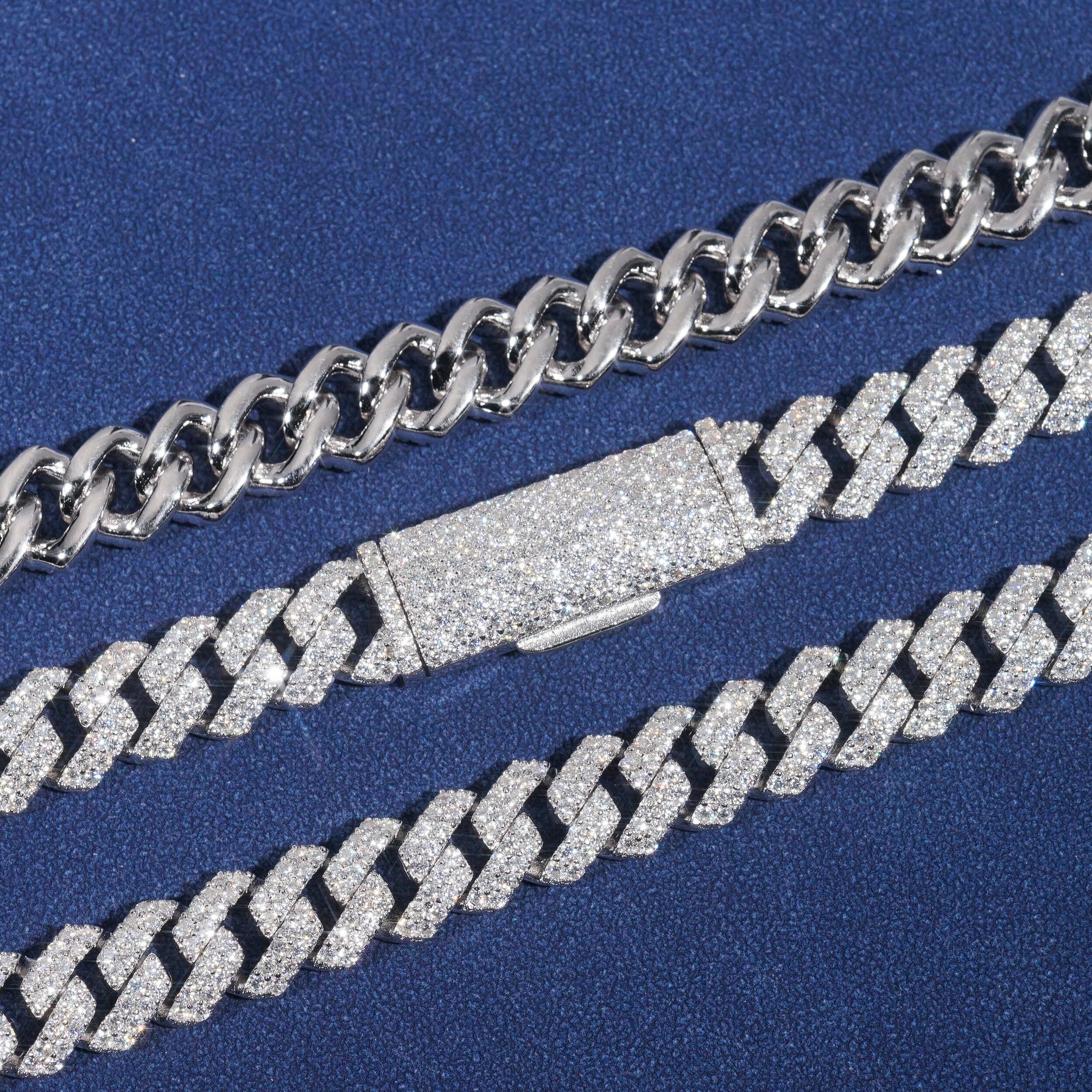 Iced Out Sterling Silver VVS Lab Grown Diamond Cuban Chain Necklace 10MM