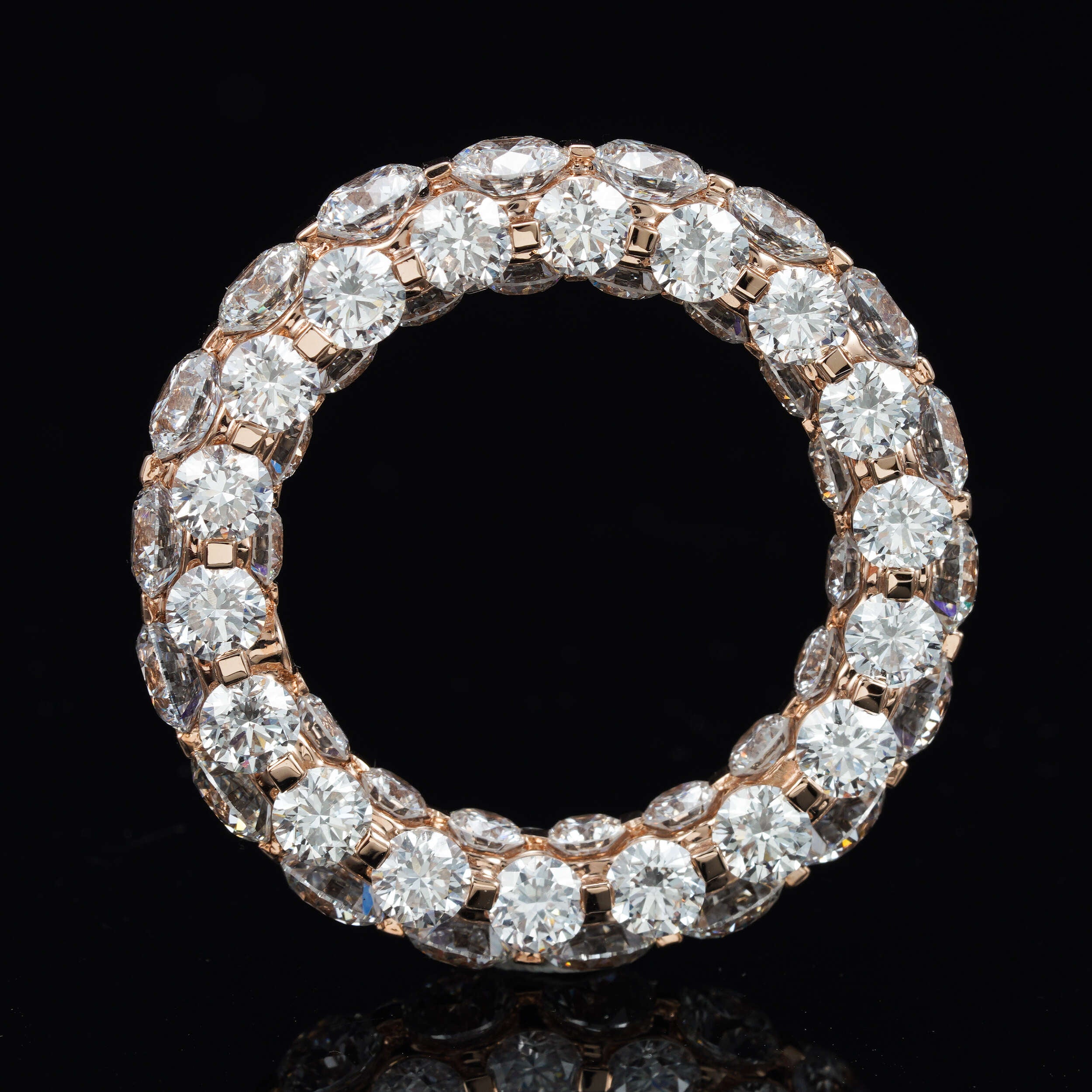 10K Rose Gold VVS 1 Lab Grown Diamond 360 Fully Iced Eternity Ring Band For Men