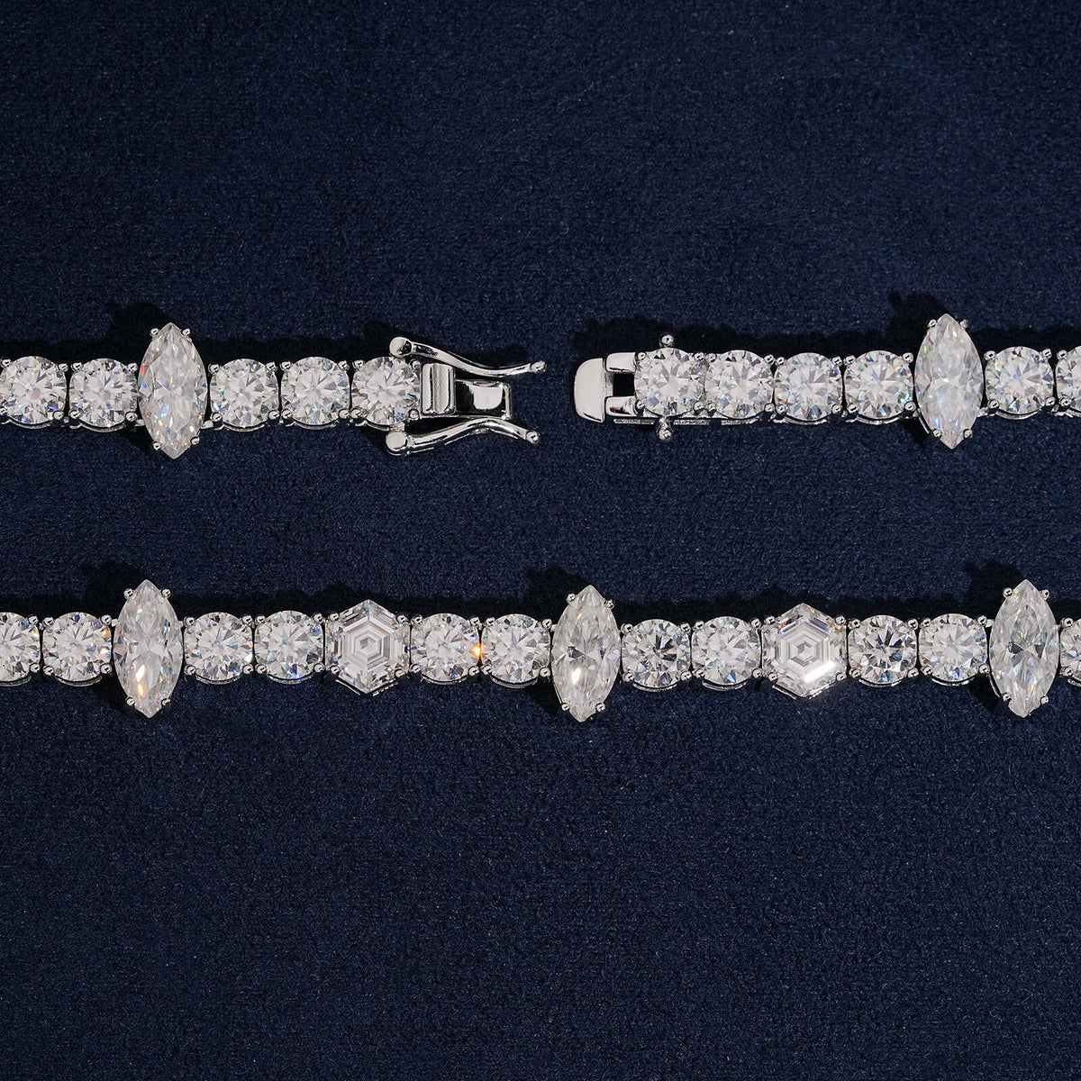 925 Silver 5MM Tennis Chain Necklace Fancy Cut Moissanite