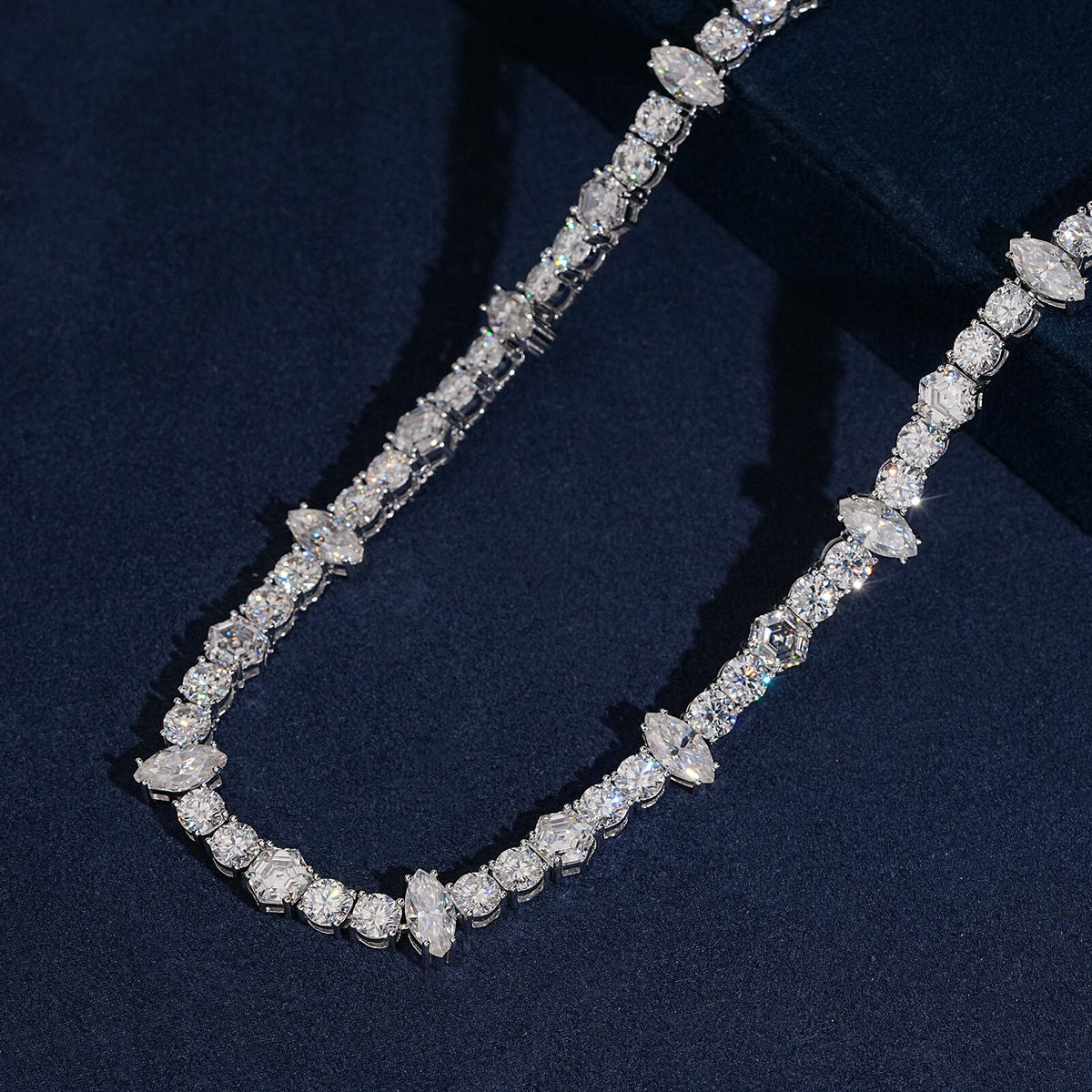 925 Silver 5MM Tennis Chain Necklace Fancy Cut Moissanite
