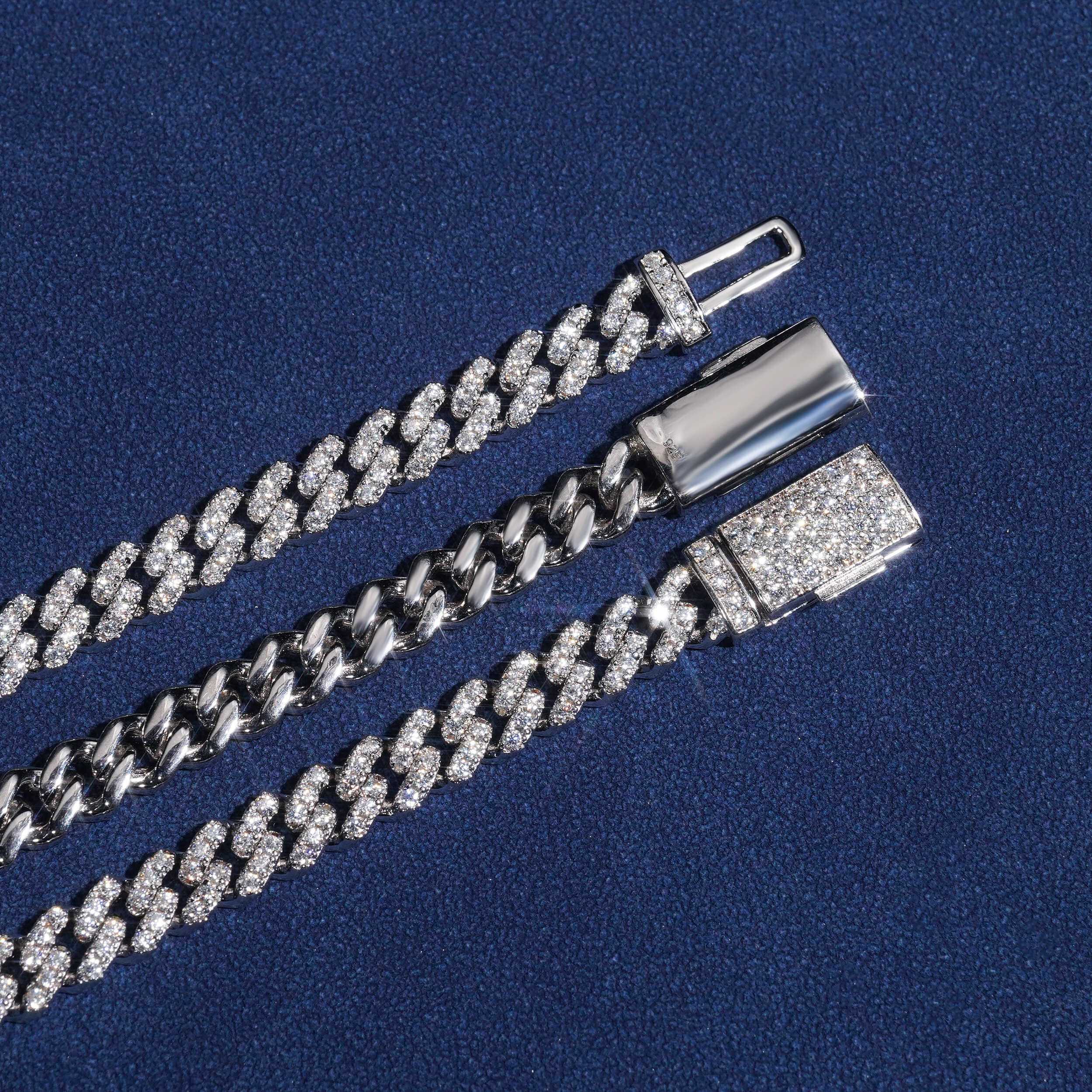 6MM Sterling Silver Lab Grown Diamond Cuban Chain Necklace