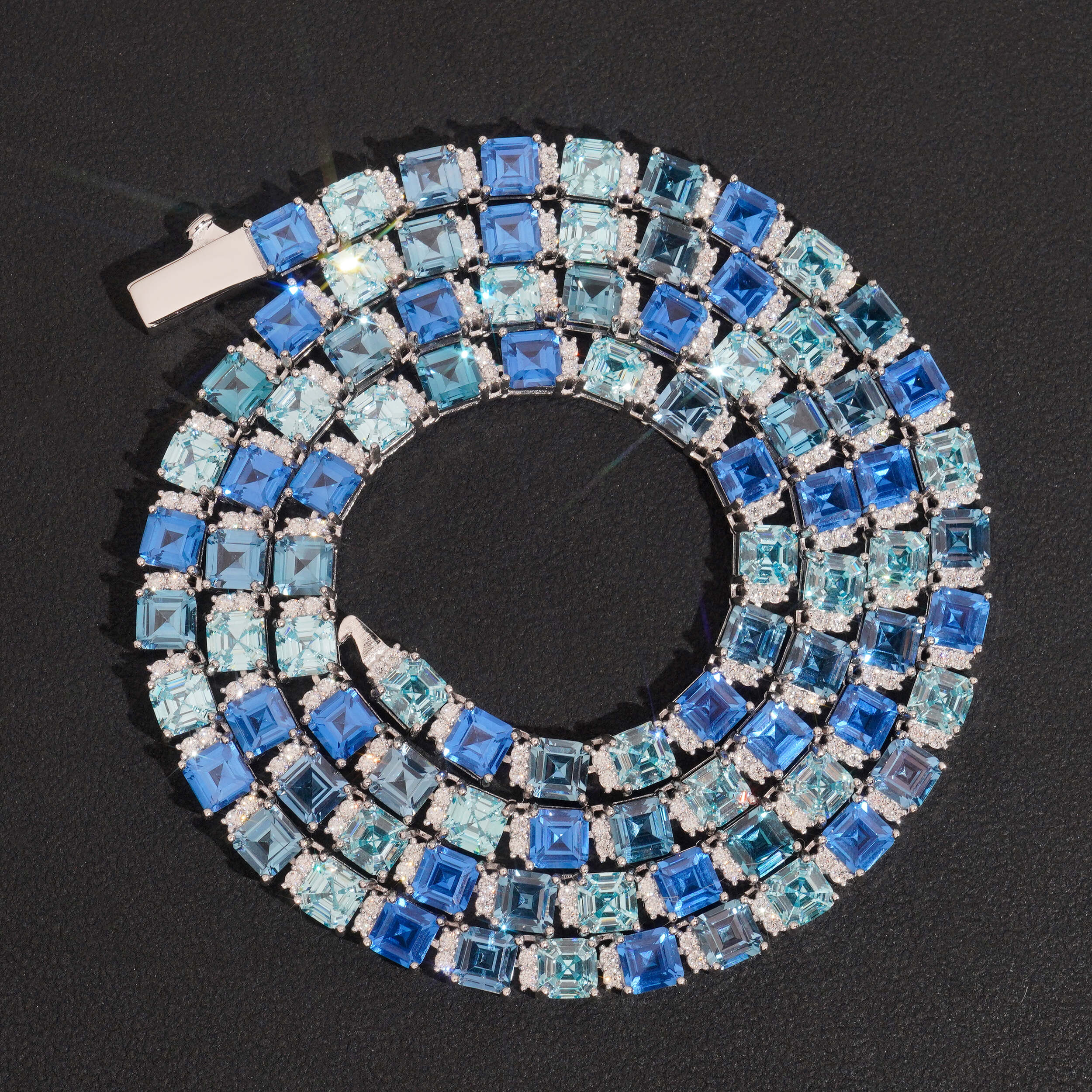 6MM Emerald Cut Cubic Zirconia Mix White Moissanite Tennis Chain Necklace