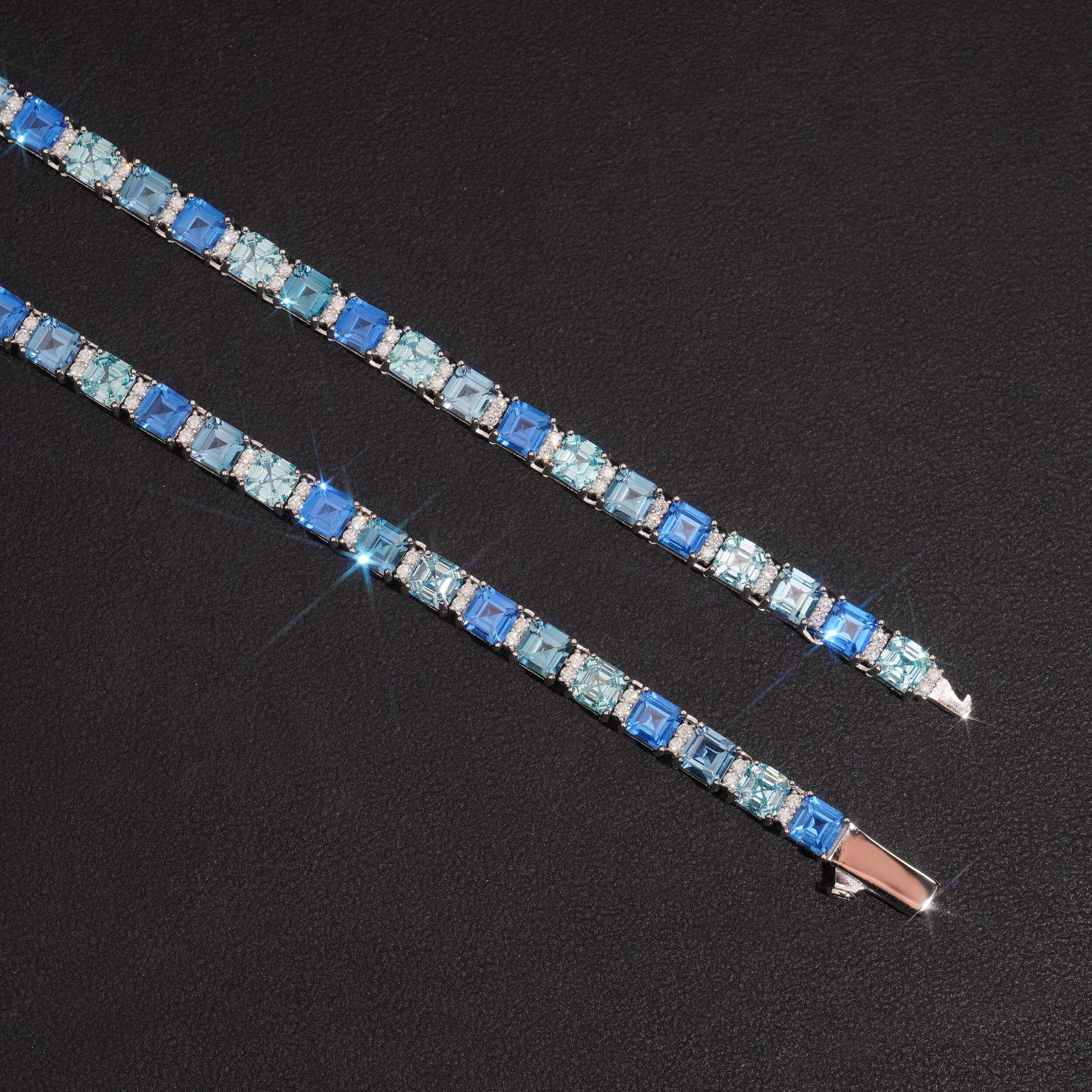 6MM Emerald Cut Cubic Zirconia Mix White Moissanite Tennis Chain Necklace