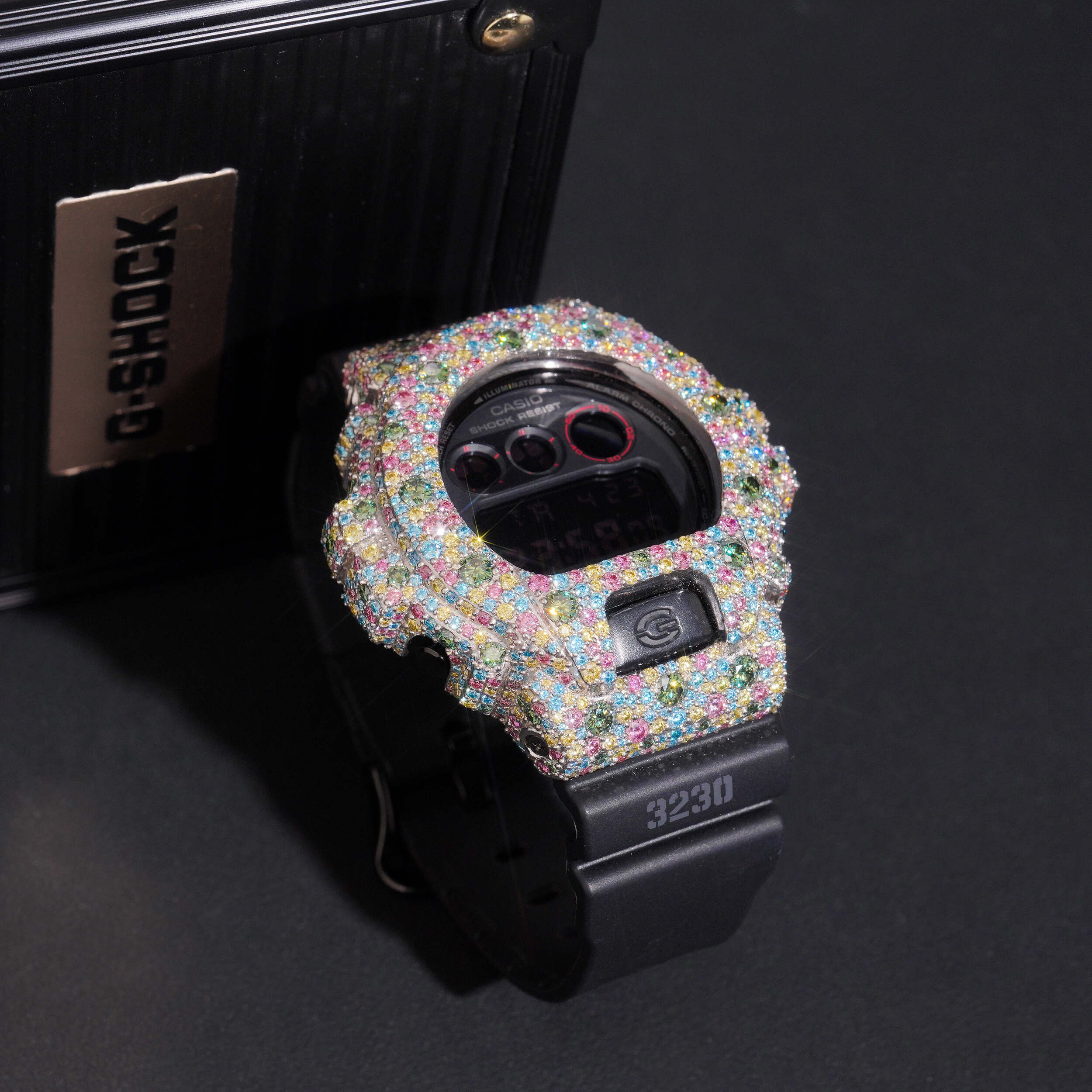 Mosaic Setting Color Moissanite Diamond G Shock Watch