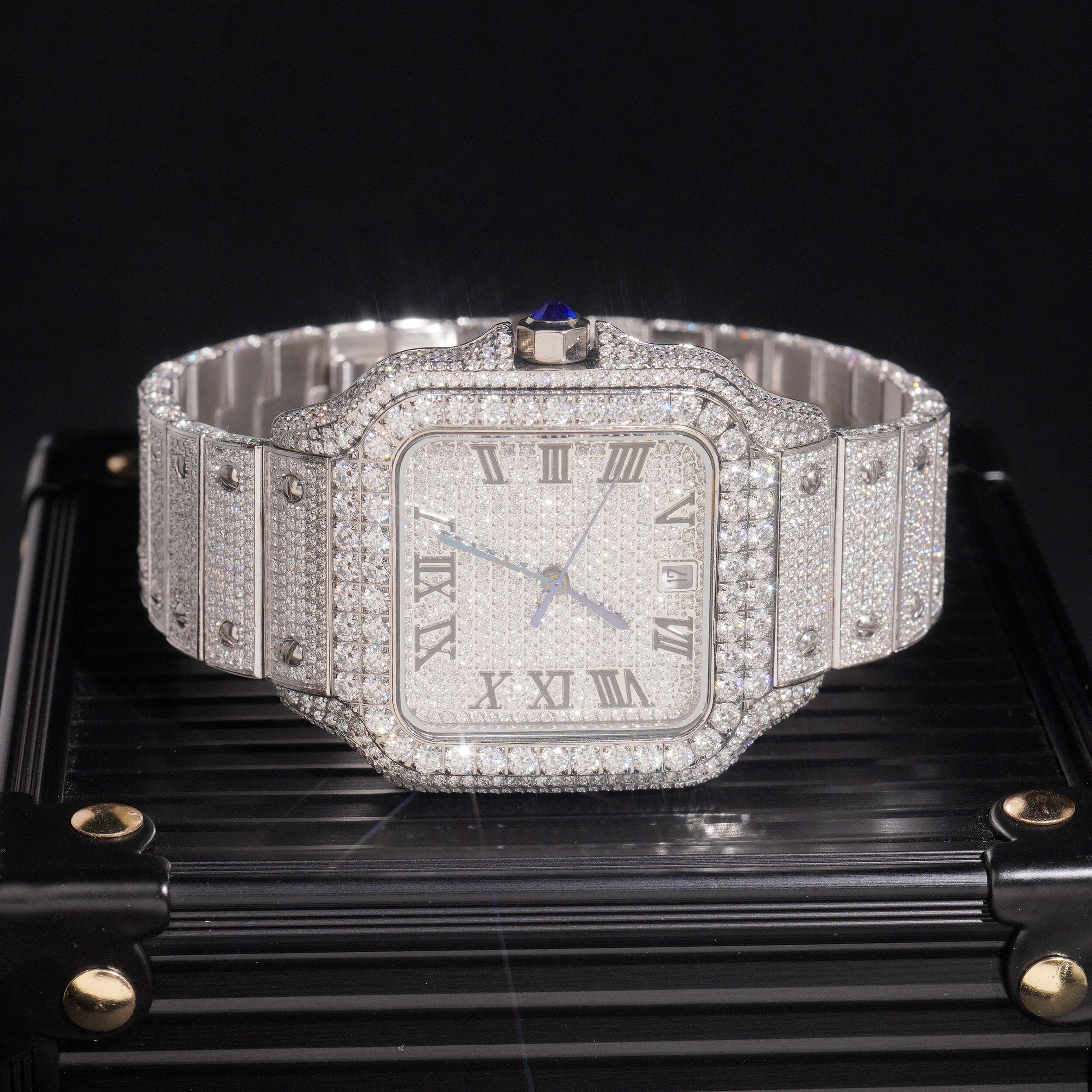 Iced Out Men Watch Moissanite Diamond Pass Diamond Tester