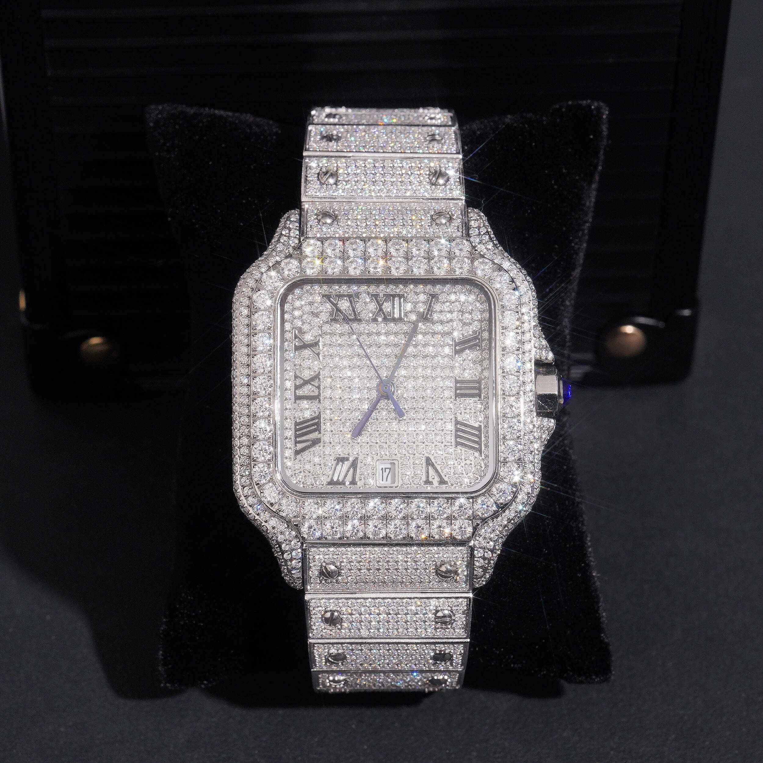 Iced Out Men Watch Moissanite Diamond Pass Diamond Tester