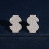 925 Sterling Silver VVS Lab Grown Dollar Sign Stud Earrings