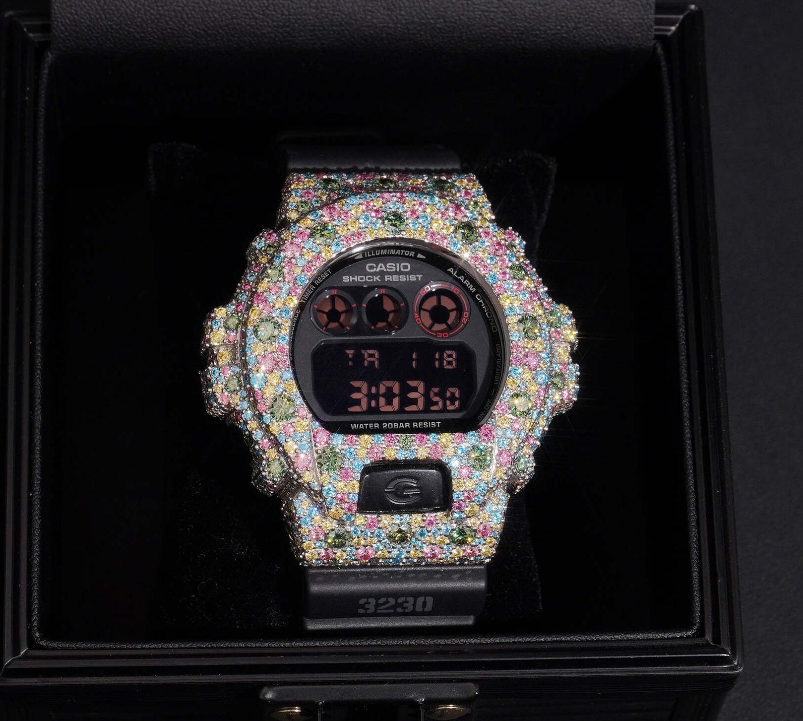 Mosaic Setting Color Moissanite Diamond G Shock Watch