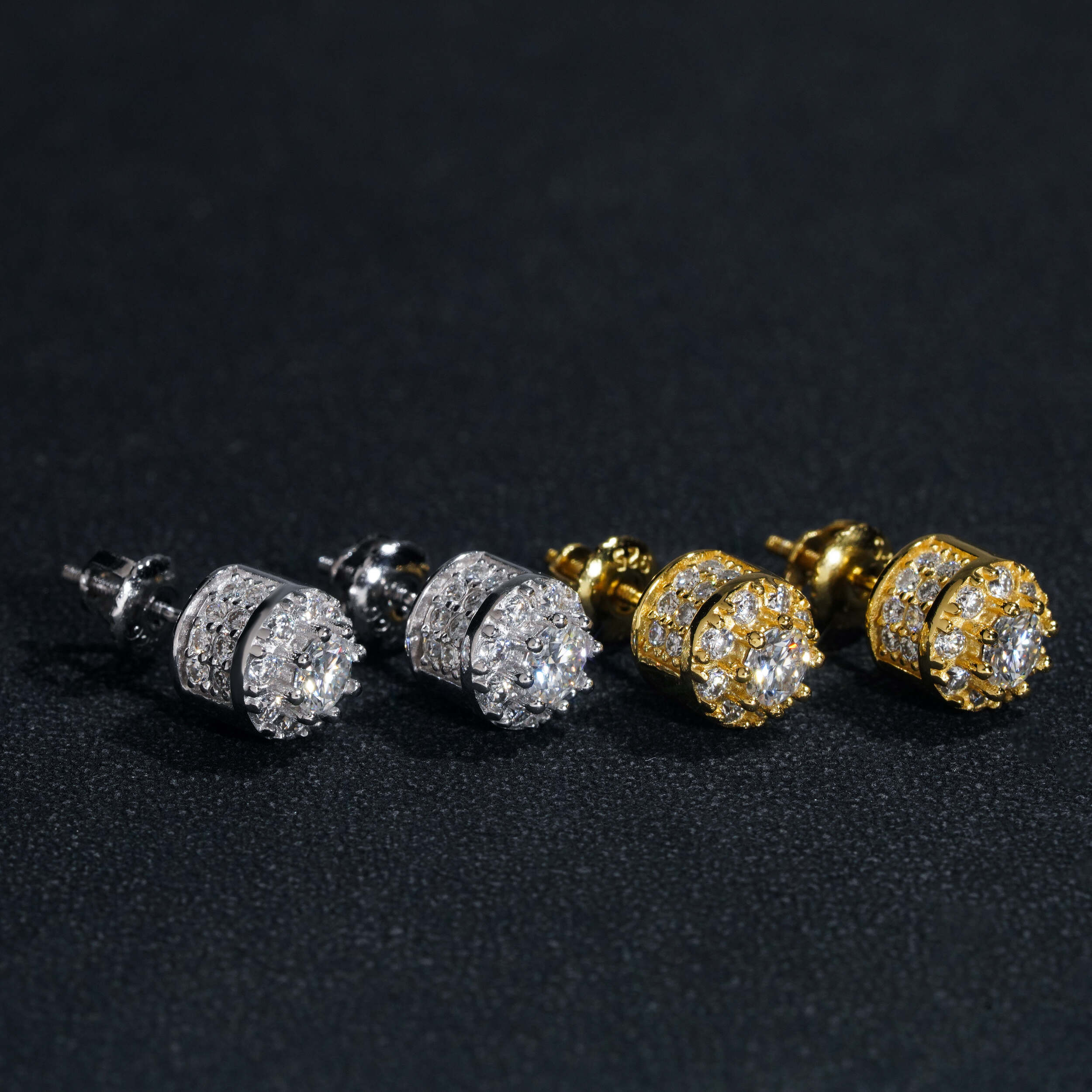 Hip Hop Iced Out Men VVS Moissanite Diamond Stud Earrings Screw Back 925 Sterling Silver