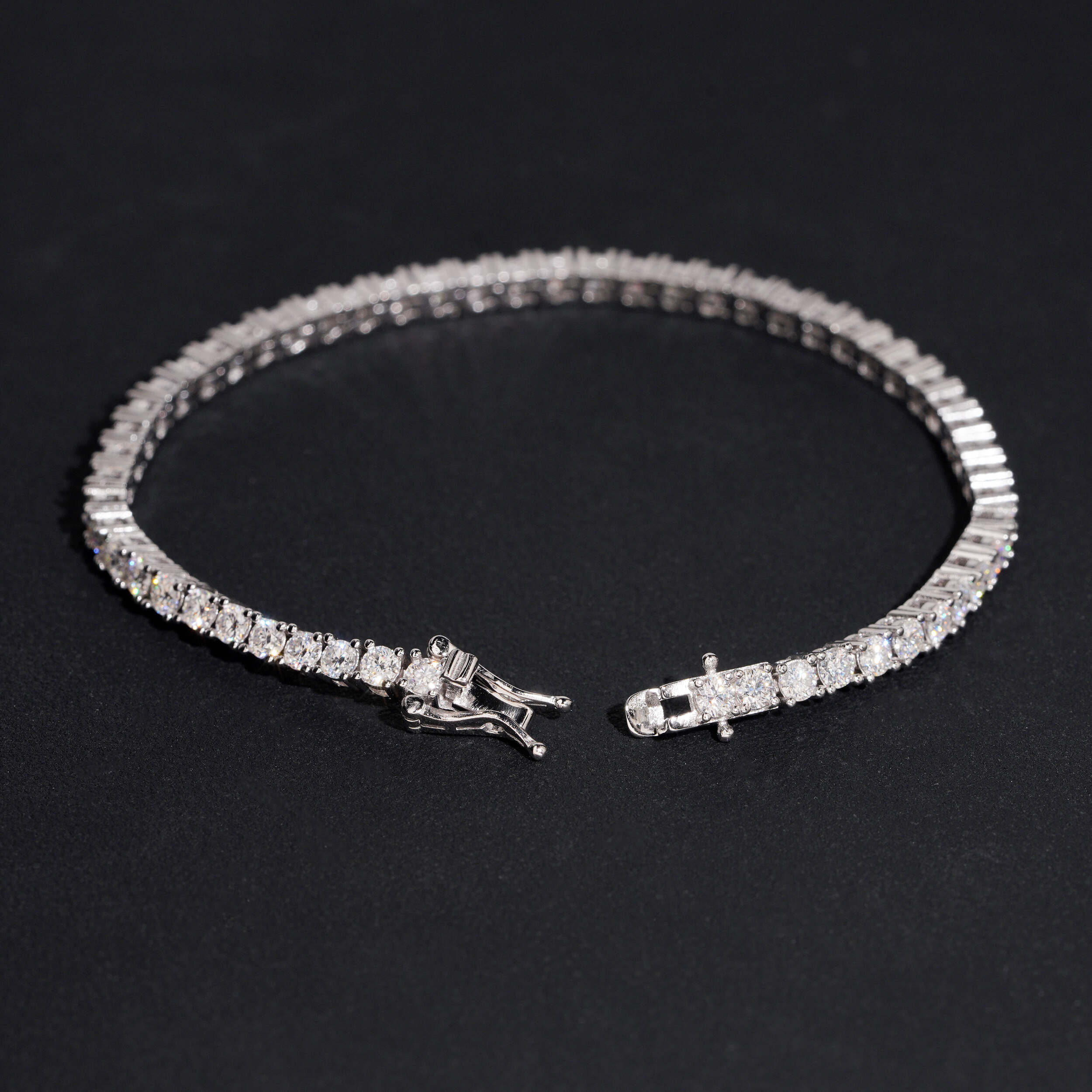 Lab Diamond Tennis Bracelet Solid Silver 3MM