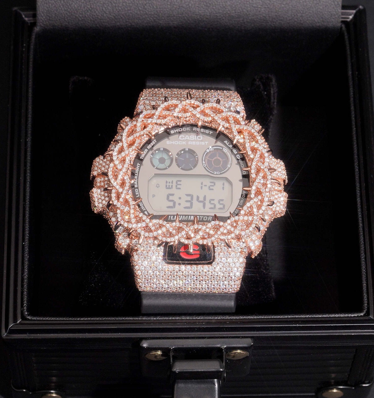 Throns Wire Link Moissanite Diamond Watch G SHOCK