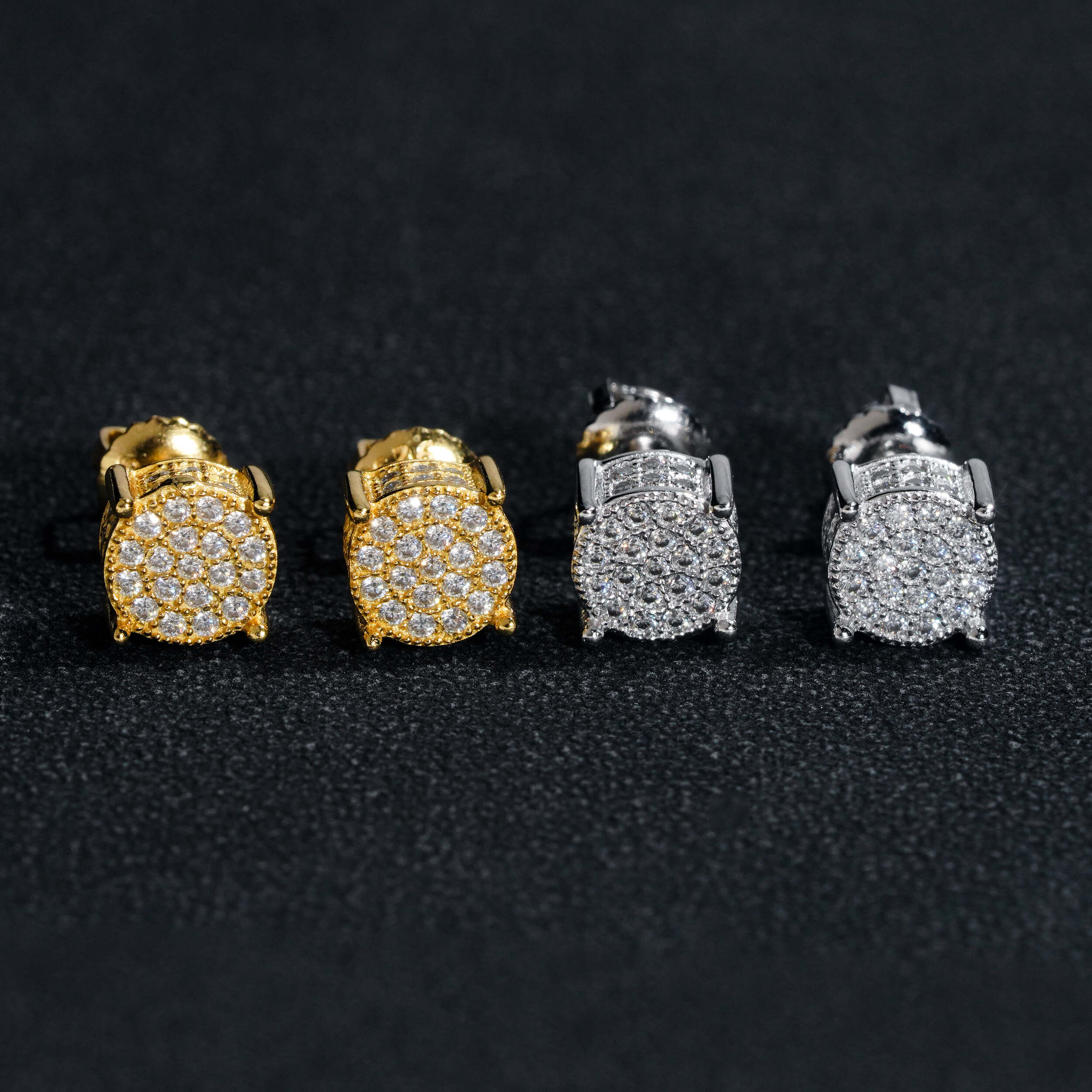 Hip Hop Iced Out Sterling Silver 925 Men Moissanite Stud Earrings Screw Back