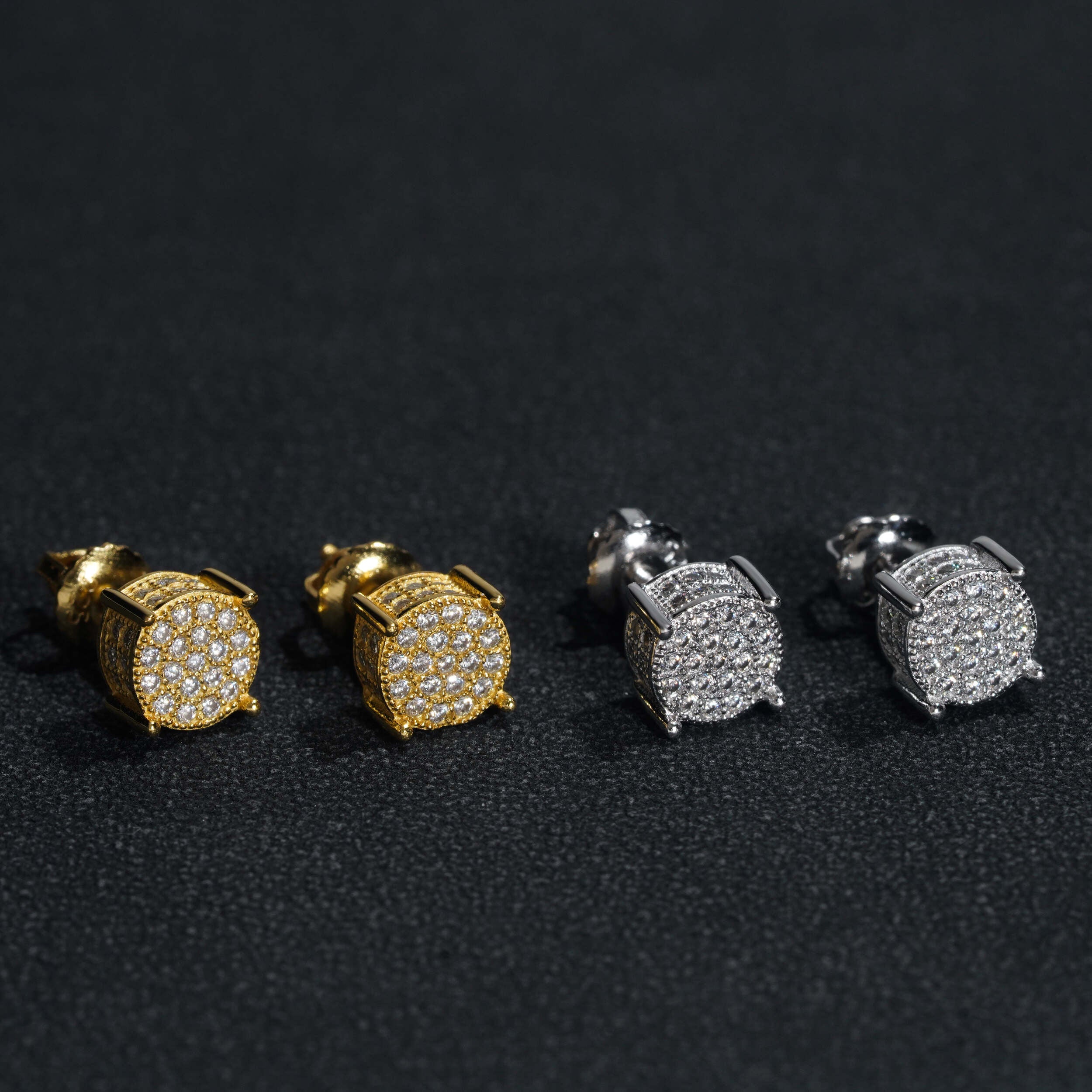 Hip Hop Iced Out Sterling Silver 925 Men Moissanite Stud Earrings Screw Back