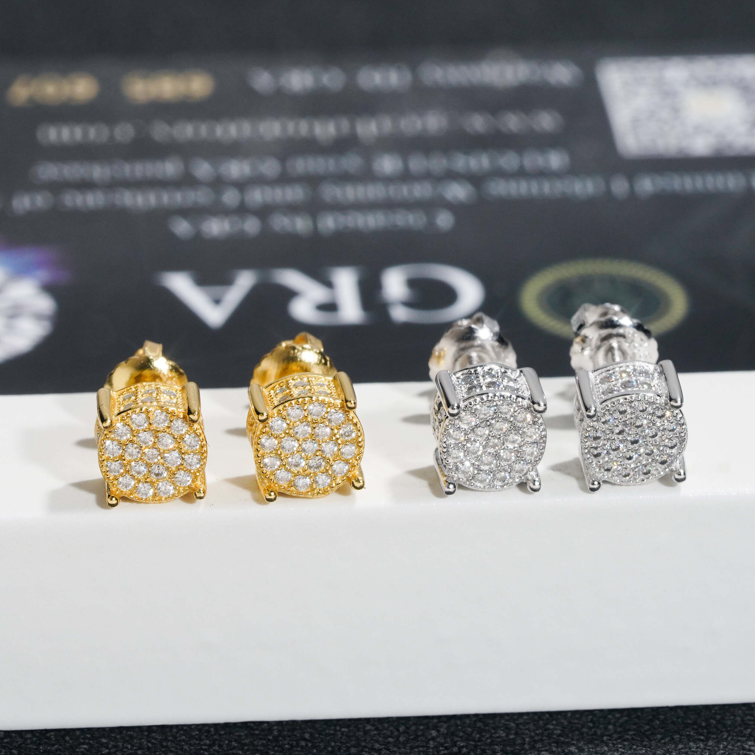 Hip Hop Iced Out Sterling Silver 925 Men Moissanite Stud Earrings Screw Back